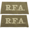 Pair of Royal Field Artillery (R.F.A.) WW1 Cloth Slip On Shoulder Titles