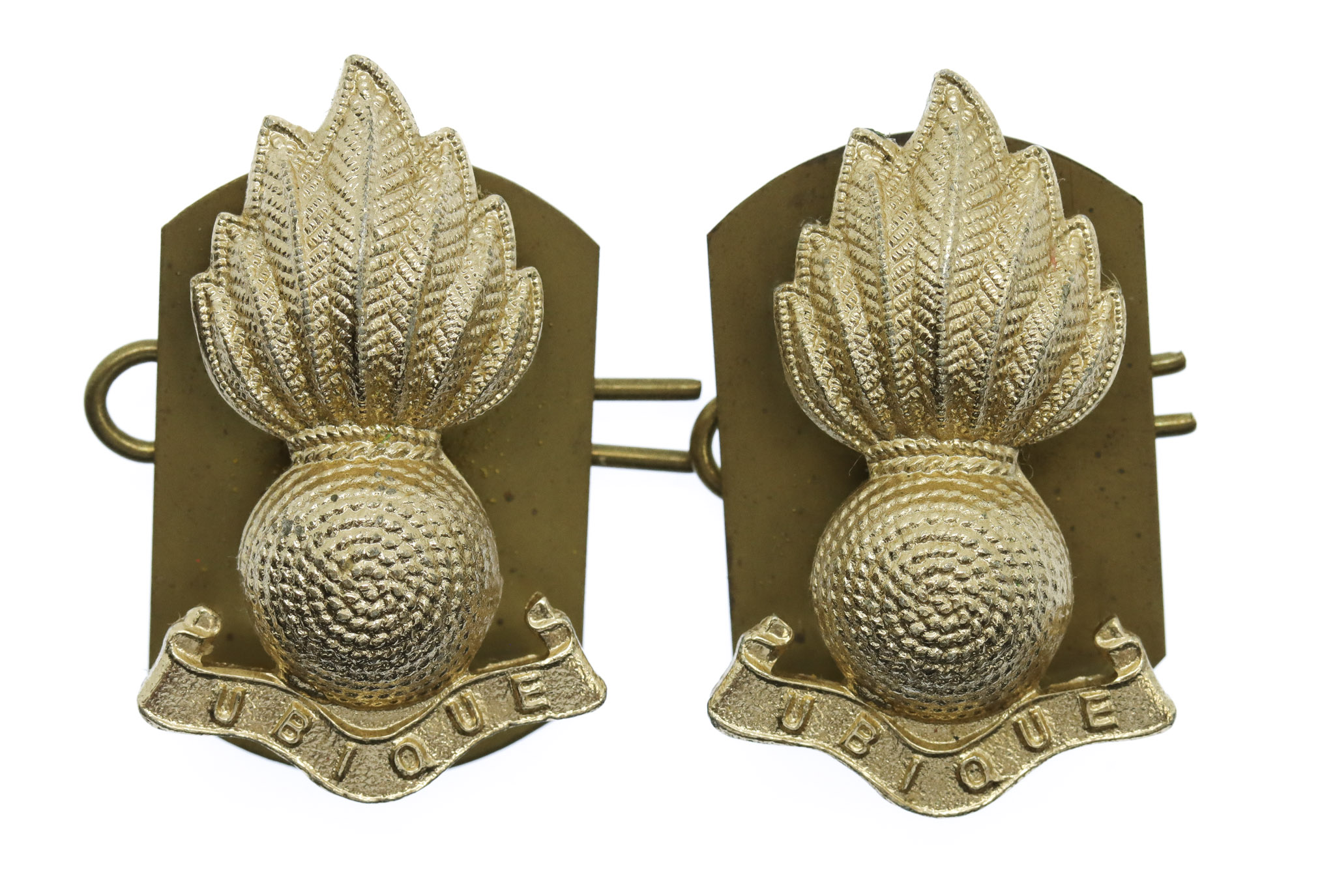Pair of Royal Artillery Anodised (Staybrite) Collar Badges