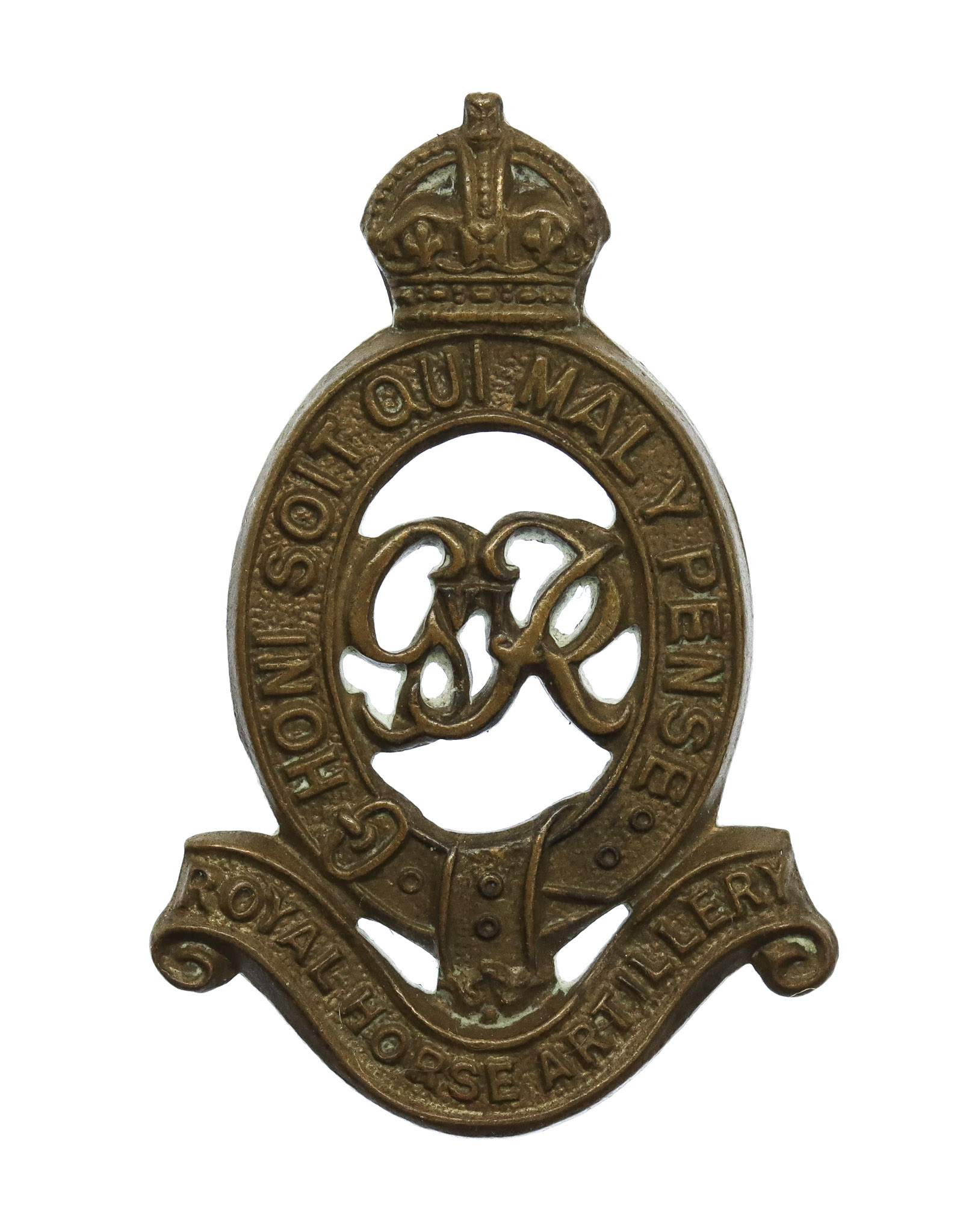 George VI Royal Horse Artillery (R.H.A.) Brass Cap Badge