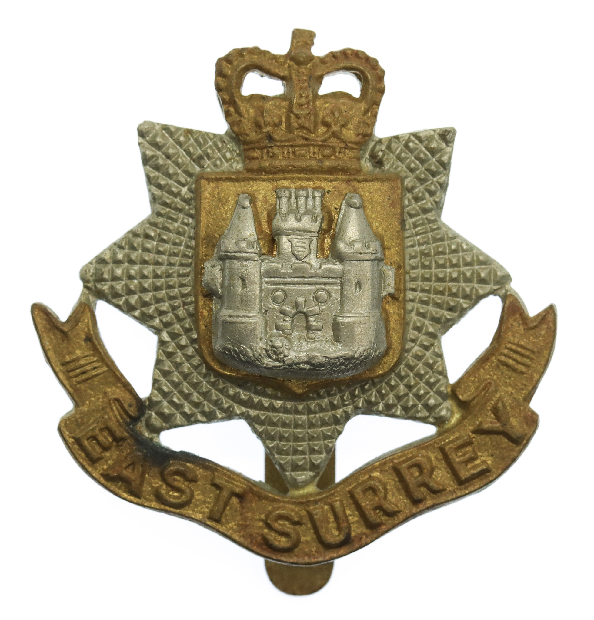 East Surrey Regiment Cap Badge - Queen's Crown