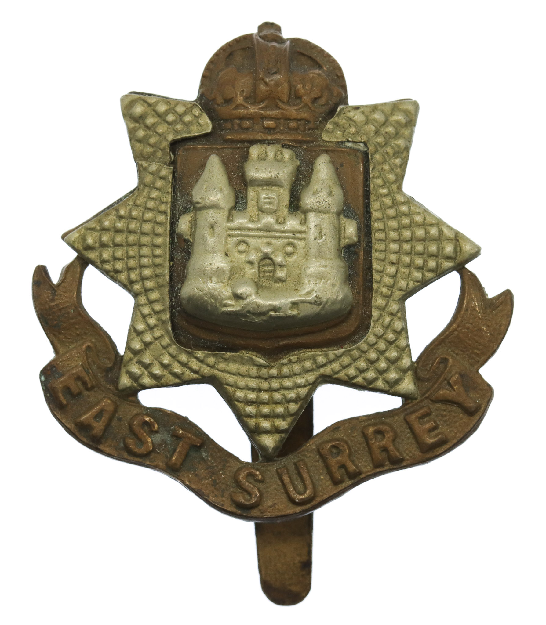East Surrey Regiment Cap Badge - King's Crown