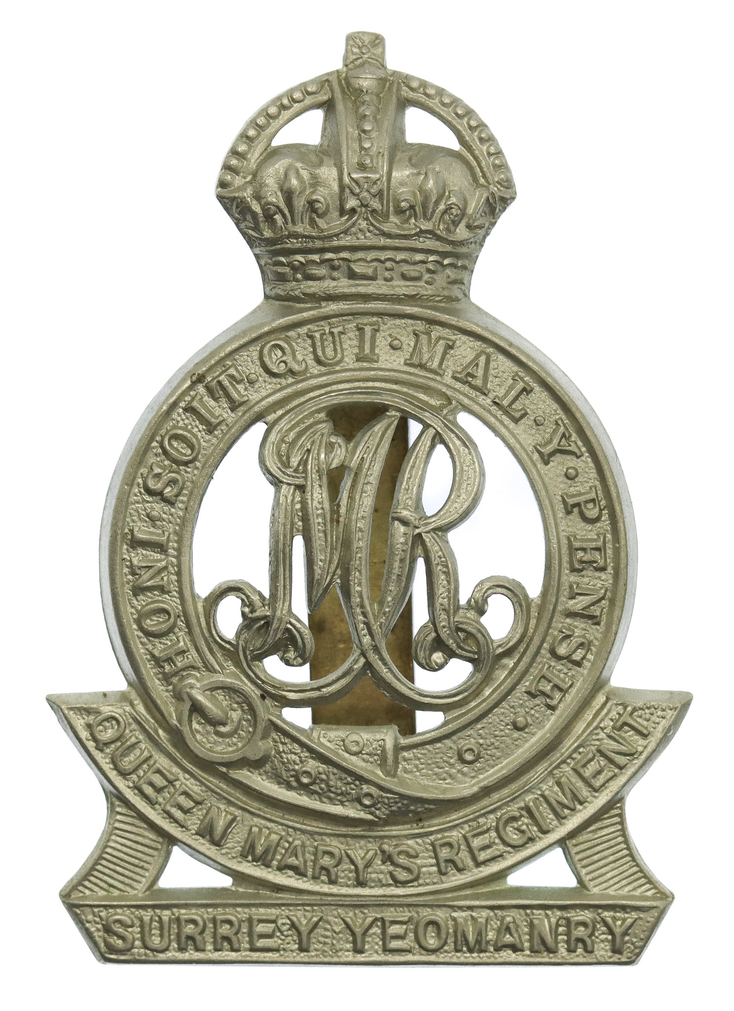 Surrey Yeomanry (Queen Mary's Regiment) Cap Badge - King's Crown