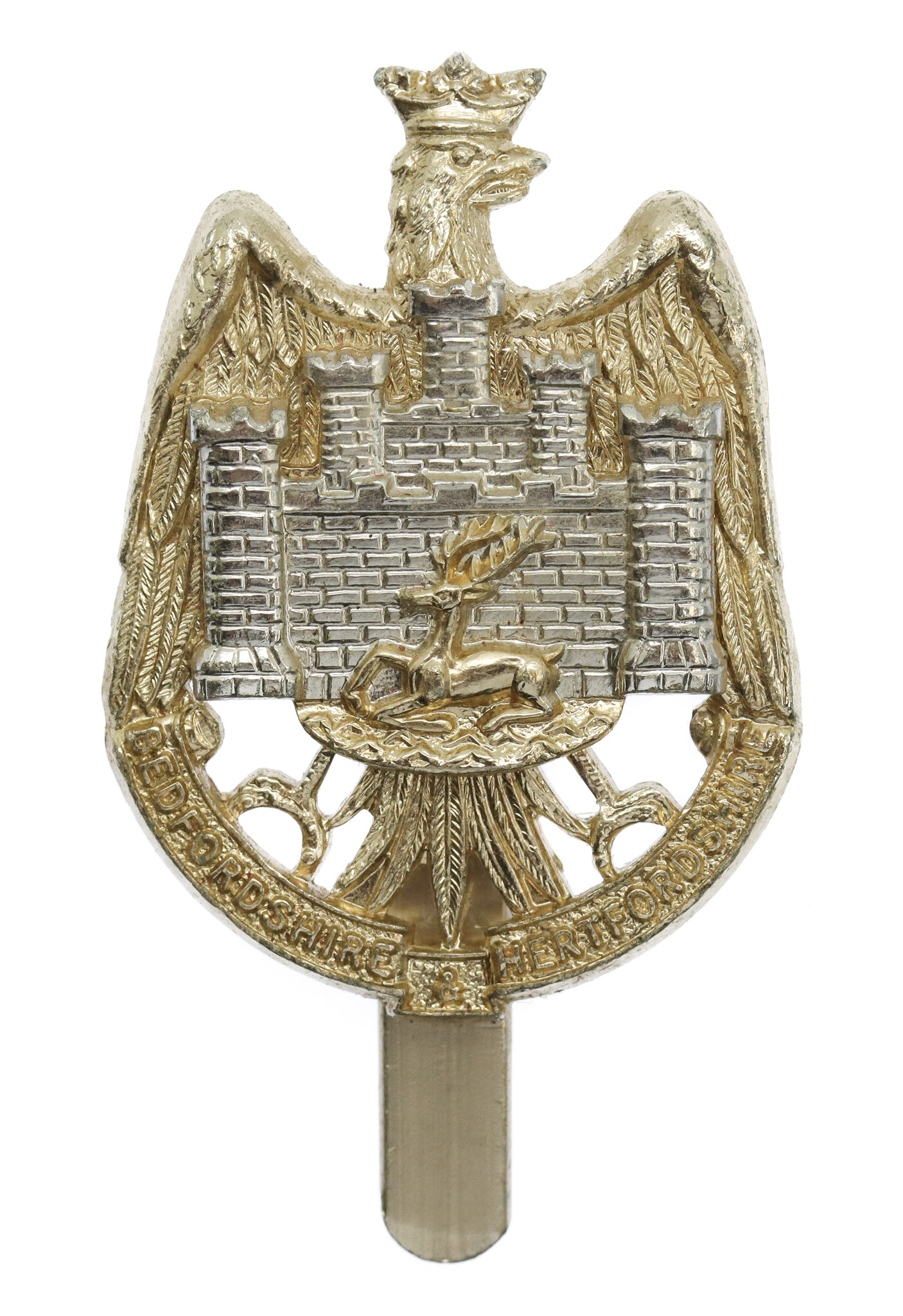 Bedfordshire & Hertfordshire Territorials Anodised (Staybrite) Cap Badge