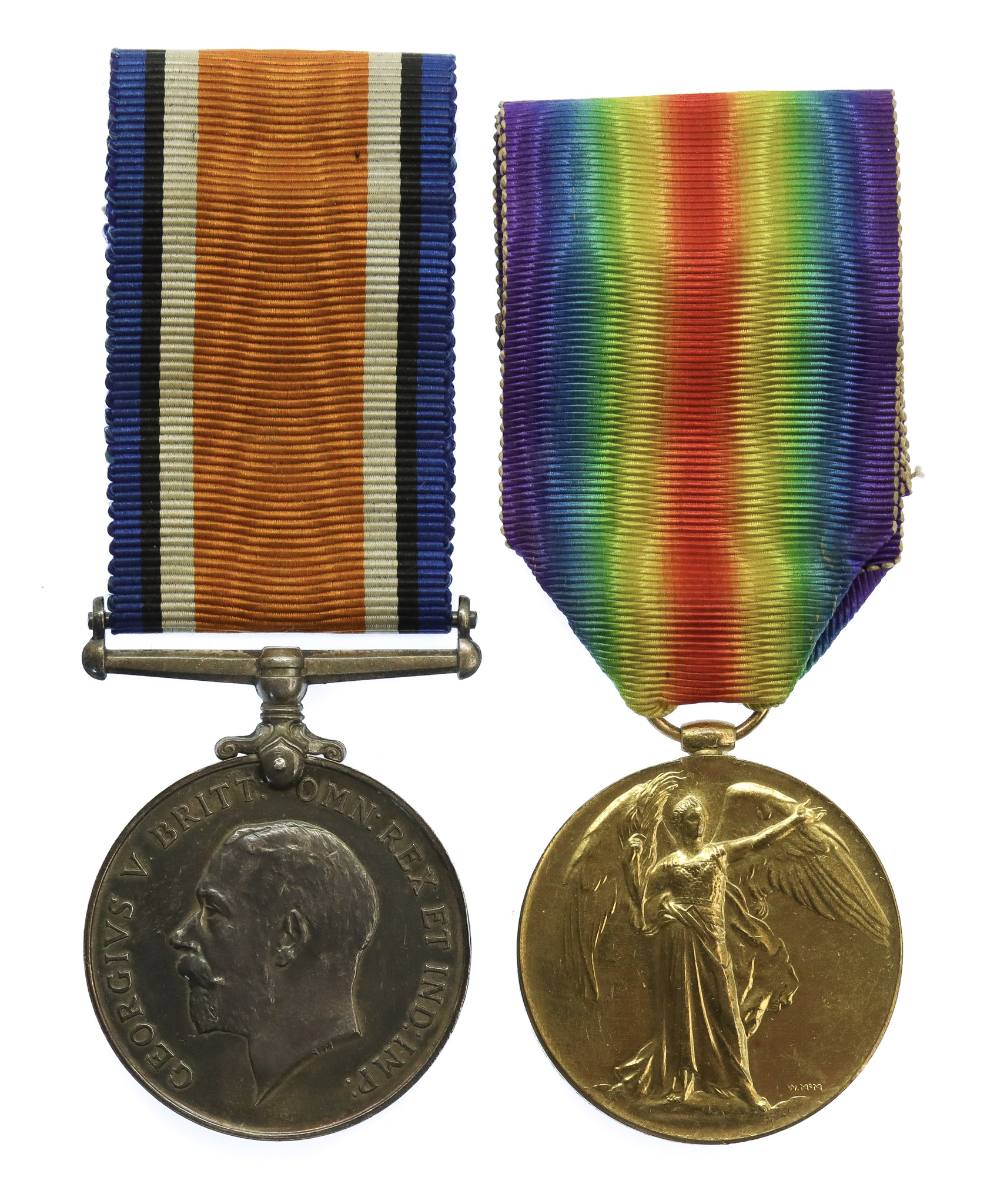 WW1 British War & Victory Medal Pair - Pte. H. Richens, Royal Berkshire Regiment - Wounded in Action, 1918