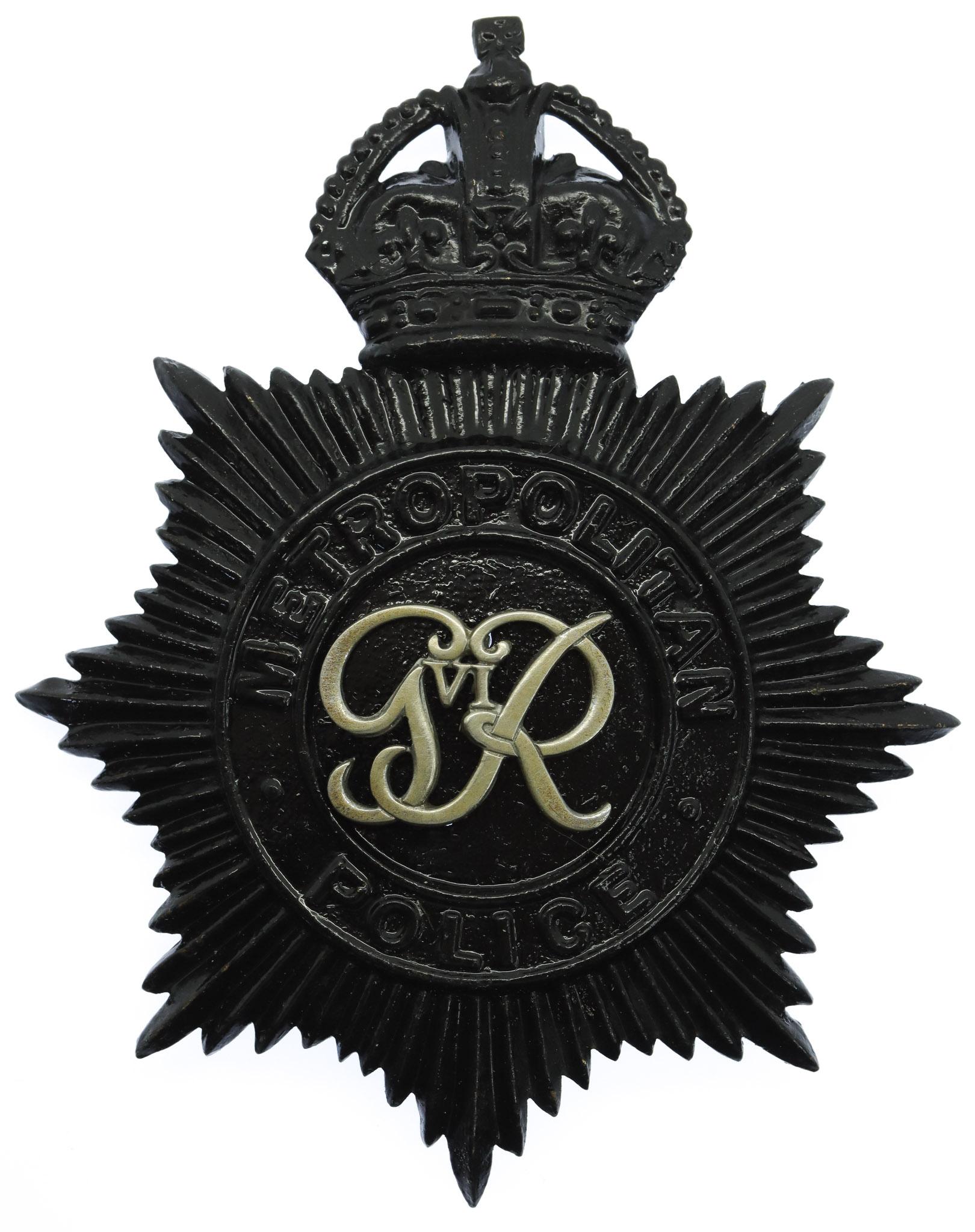 George VI Metropolitan Police Night Helmet Plate 