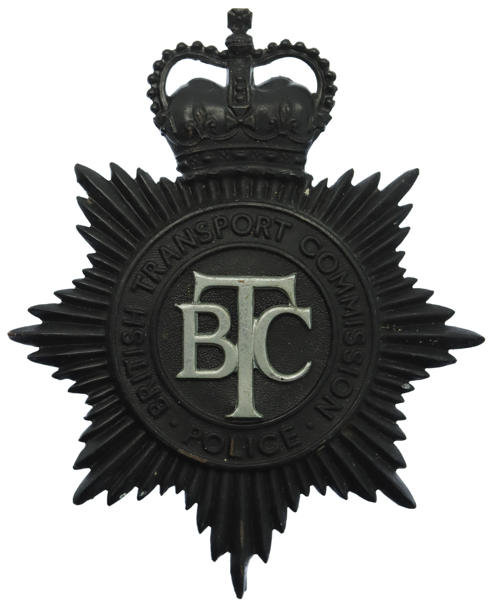 British Transport Commission (B.T.C.) Police Night Helmet Plate - Queen's Crown