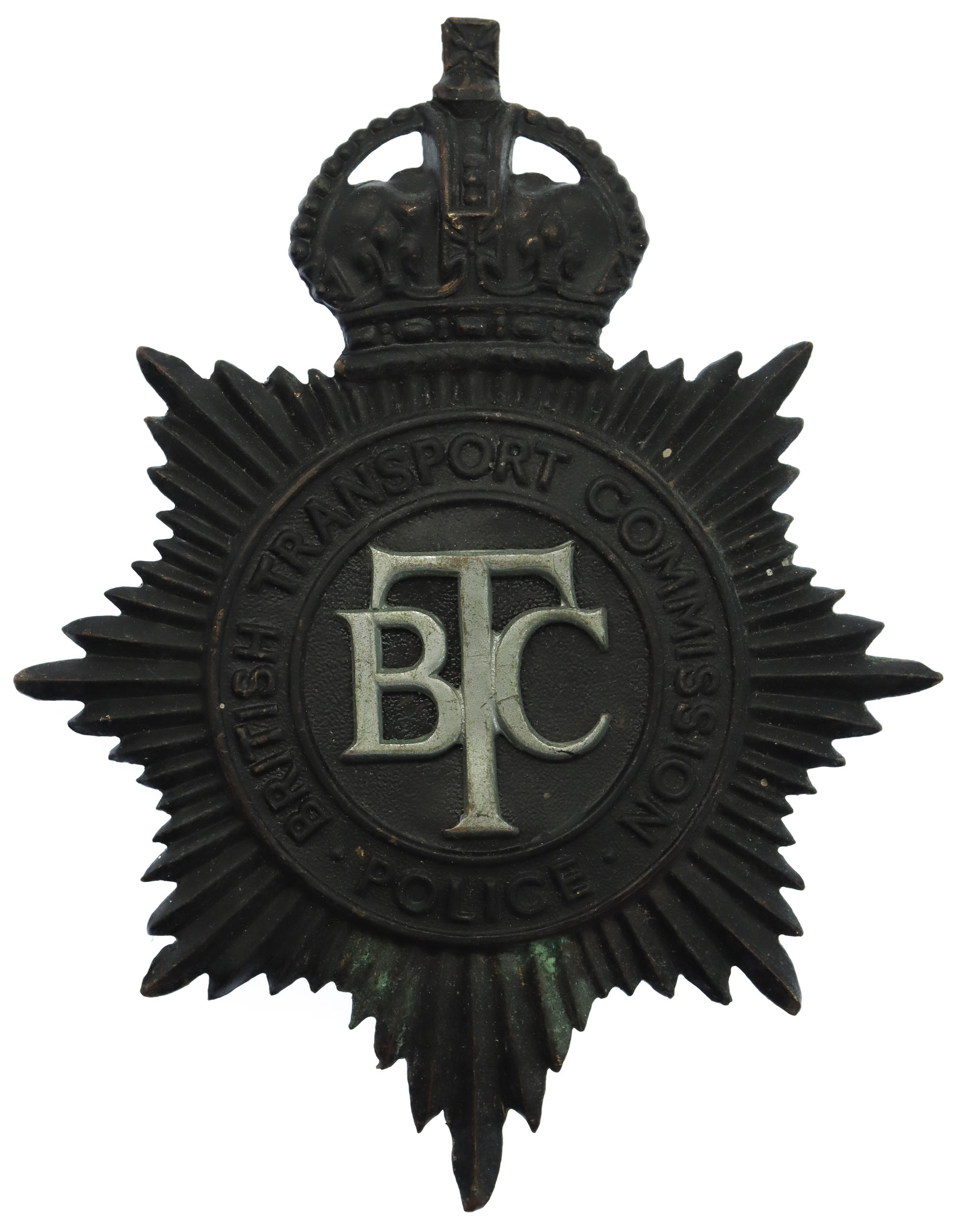 British Transport Commission (B.T.C.) Police Night Helmet Plate - King's Crown