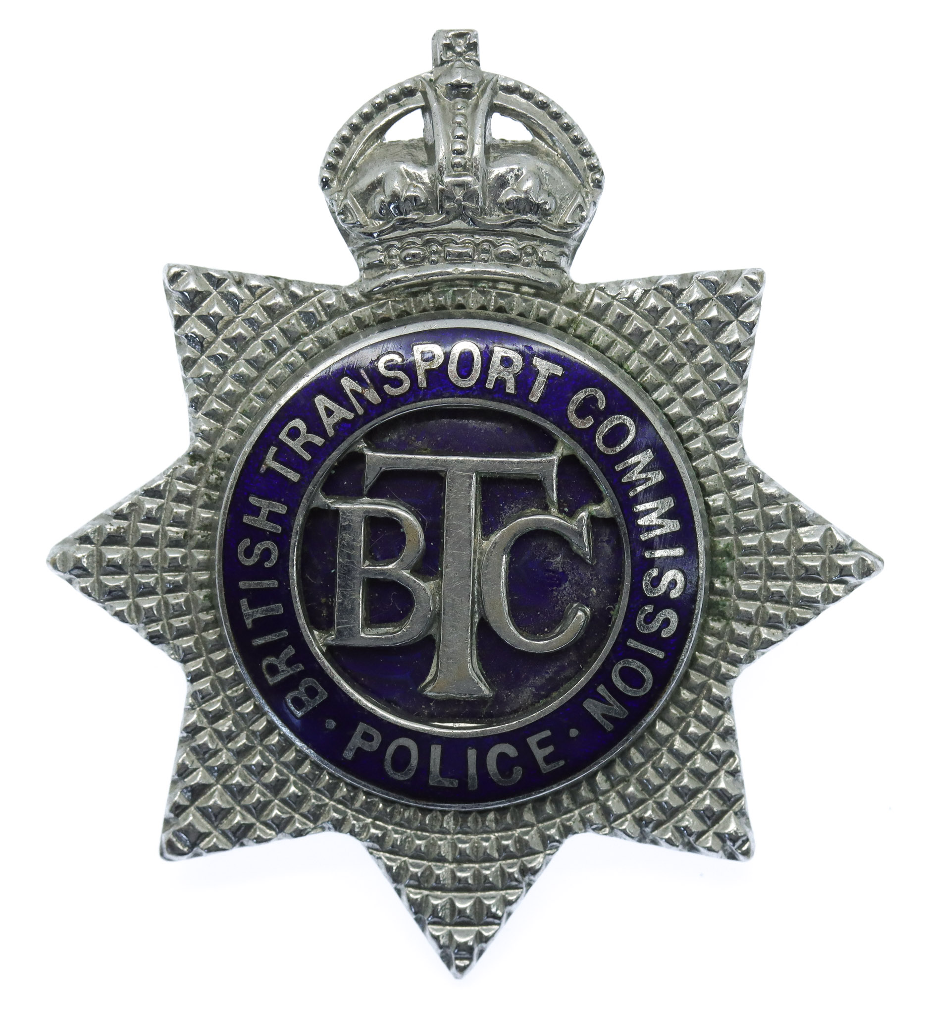 British Transport Commission (B.T.C.) Police Enamelled Star Cap Badge - King's Crown