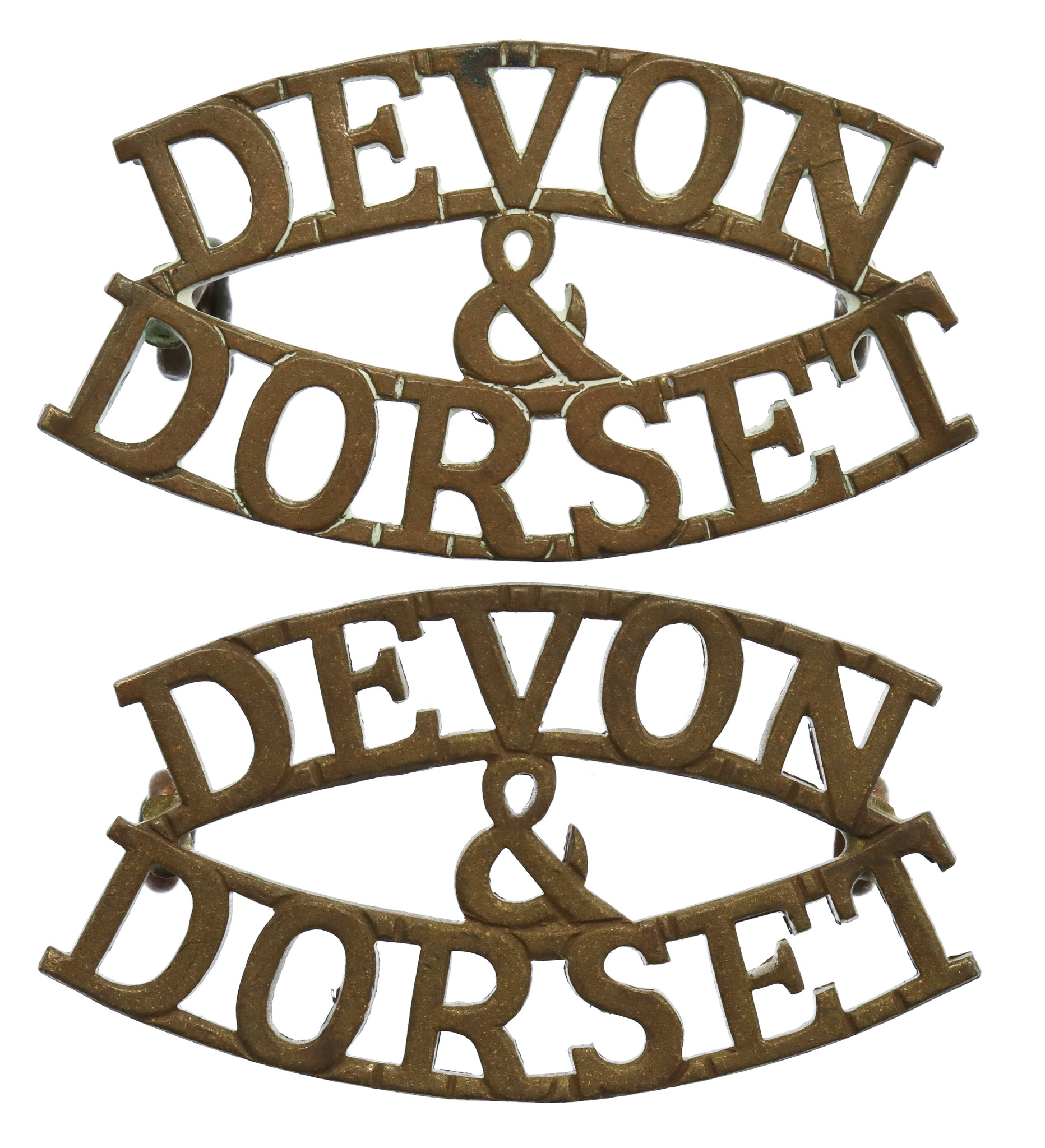 Pair of Devonshire & Dorset Regiment (DEVON/&/DORSET) Shoulder Titles
