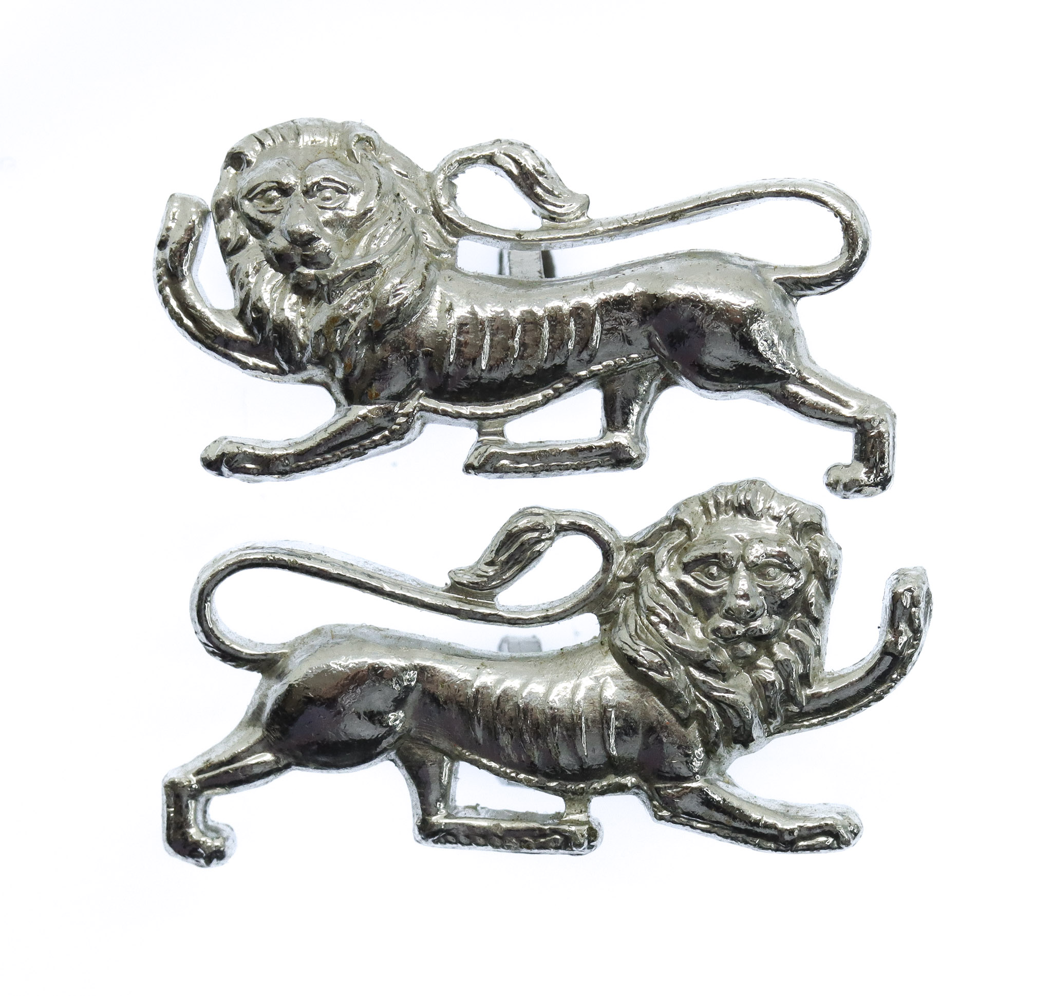 Pair of King's Own Royal Border Regiment Anodised (Staybrite) Collar Badges