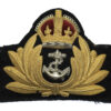 Royal Navy Officer's Gilt Metal Economy Cap Badge & Band - King's Crown