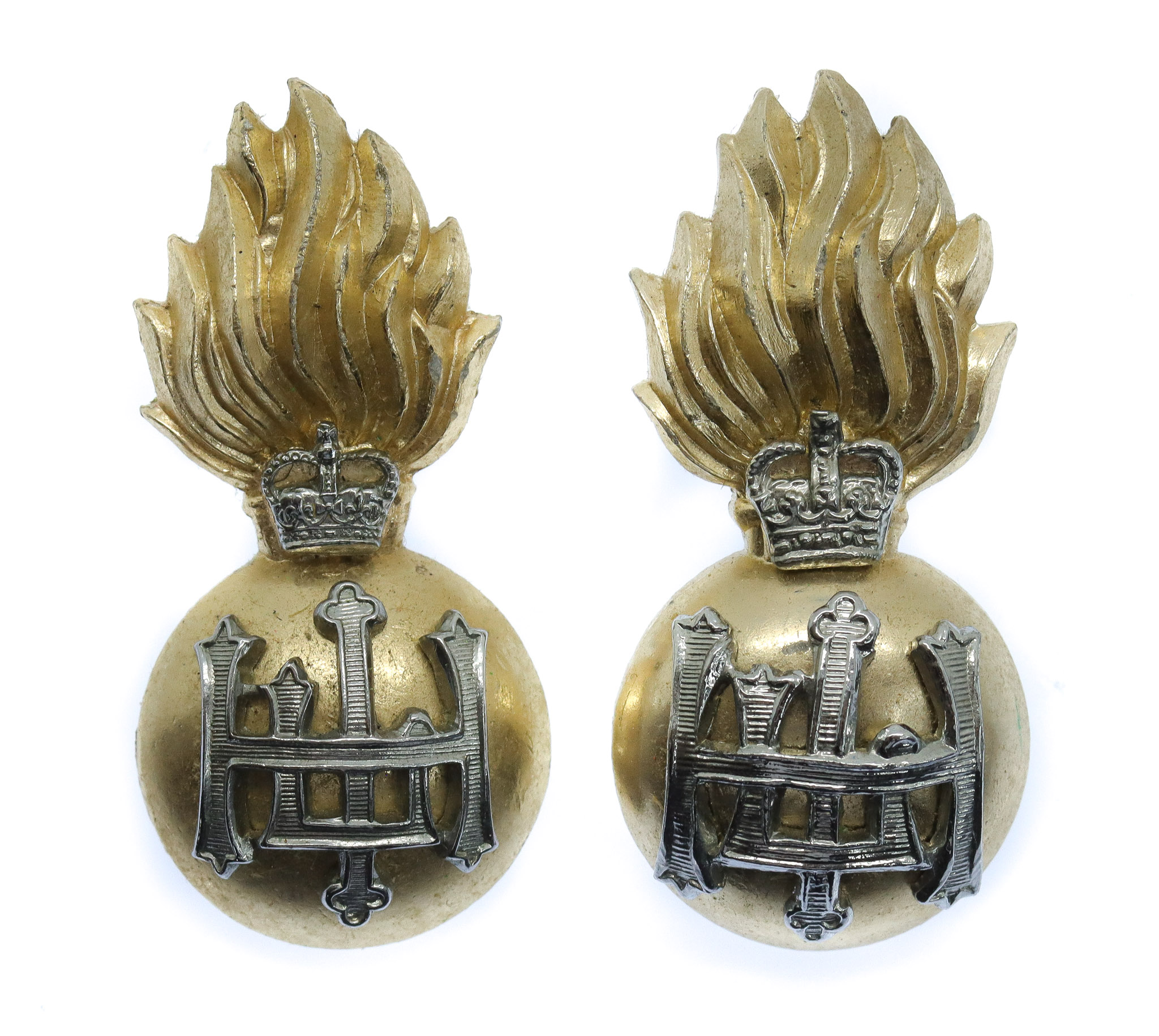 Pair of Royal Highland Fusiliers Anodised (Staybrite) Collar Badges