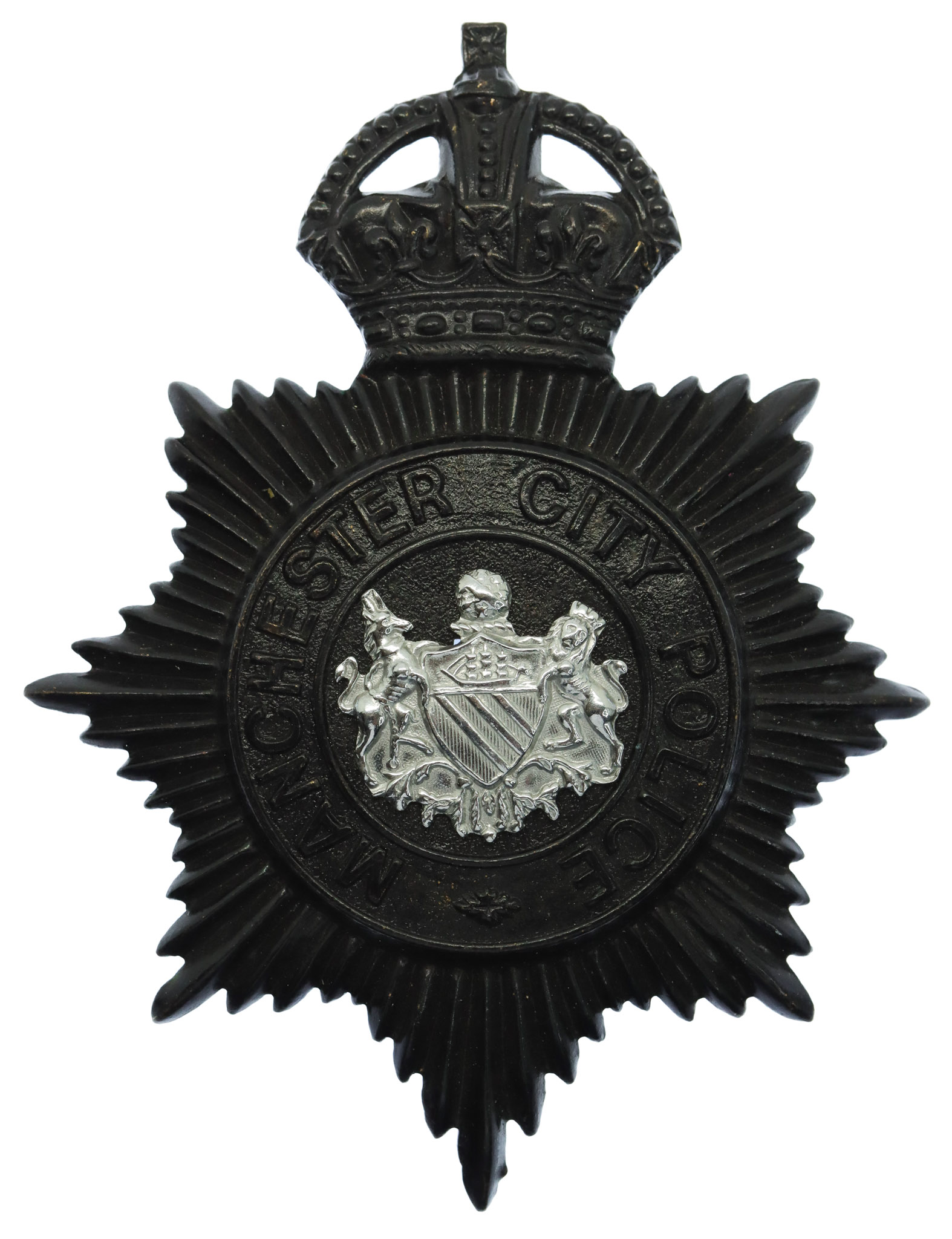 Manchester City Police Black Helmet Plate - King's Crown