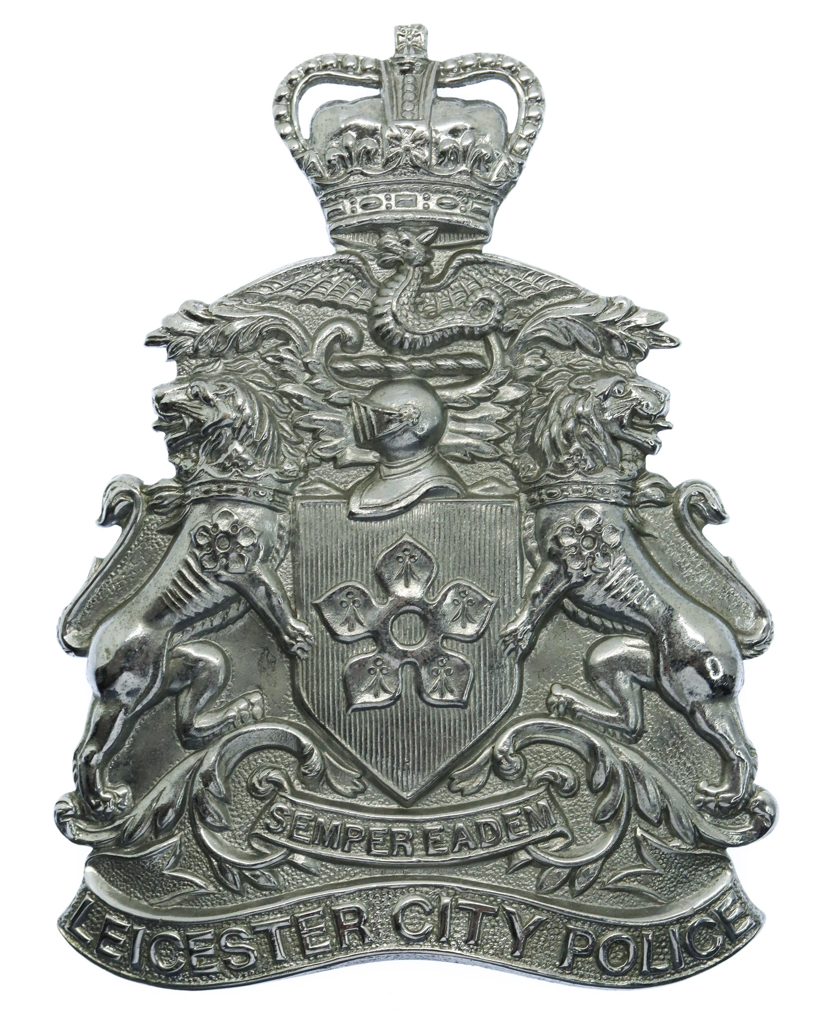 Leicester City Police Helmet Plate - Queen's Crown