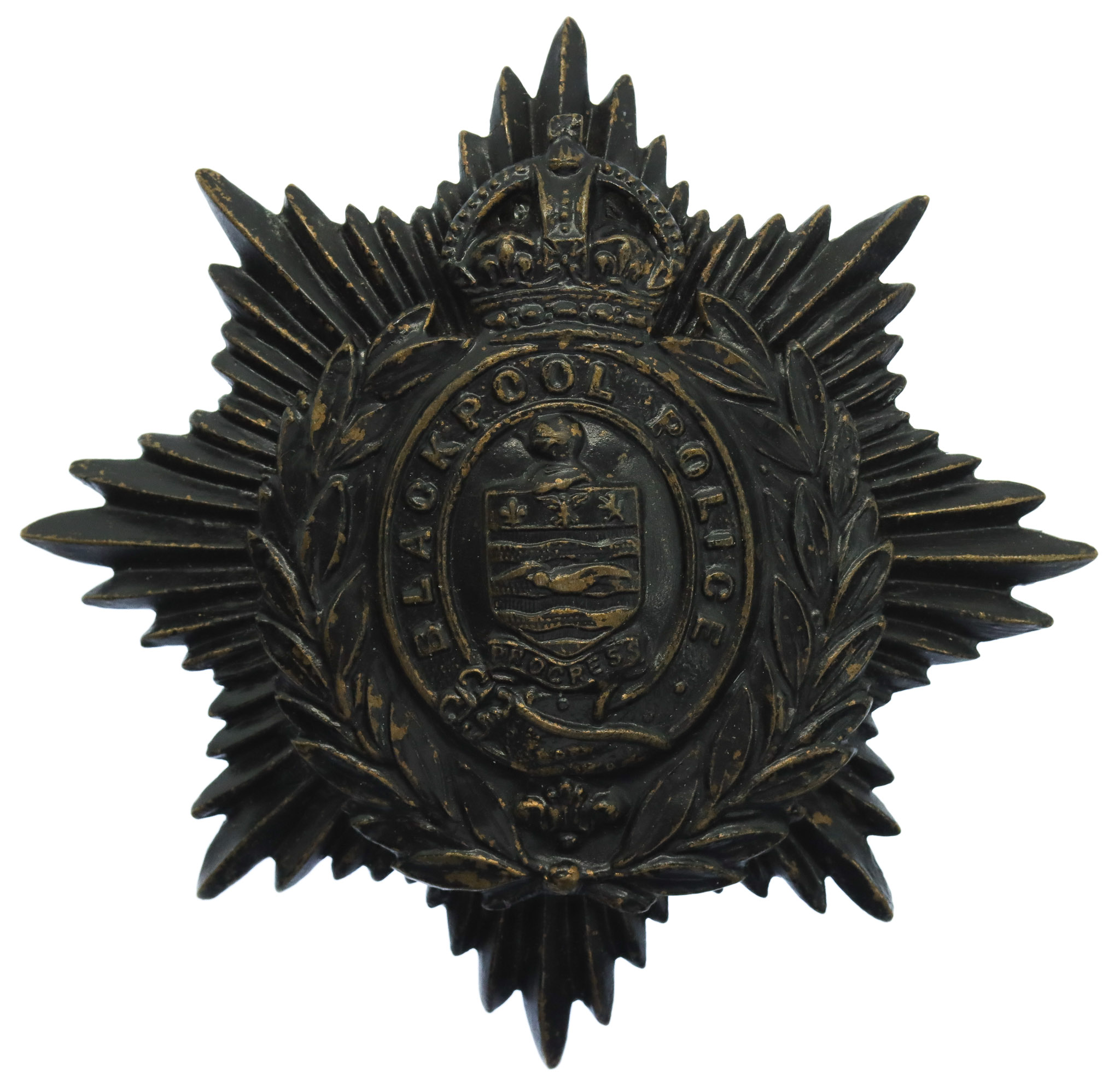 Blackpool Police Night Helmet Plate - King's Crown