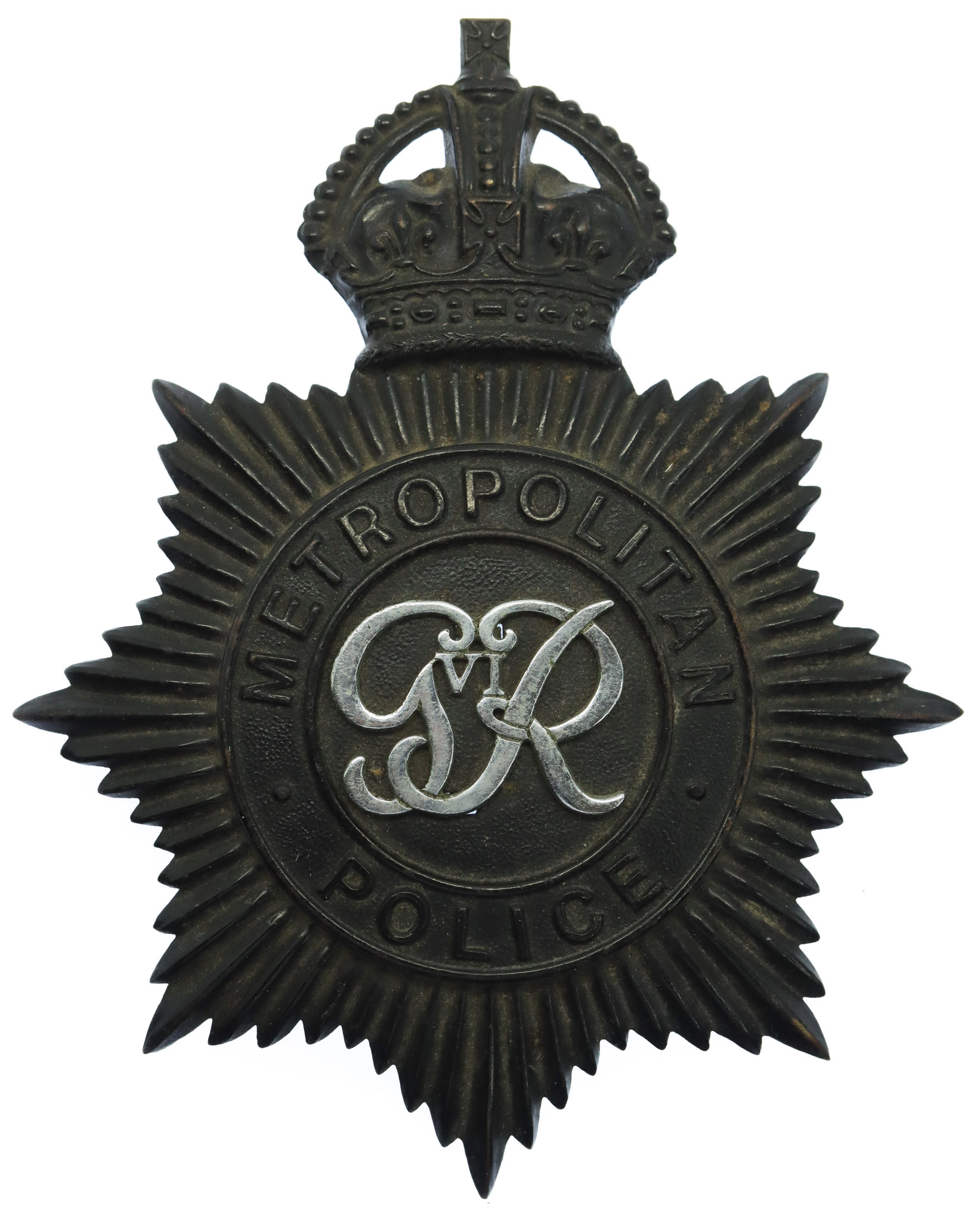George VI Metropolitan Police Night Helmet Plate 