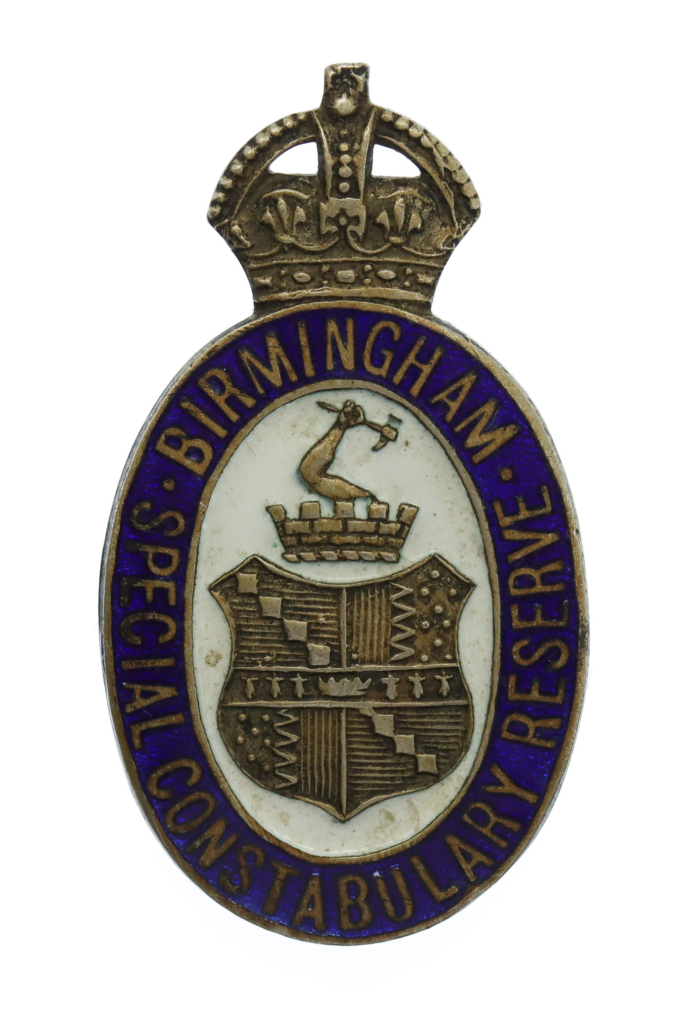 Birmingham Special Constabulary Reserve Enamelled Lapel Badge - King's Crown