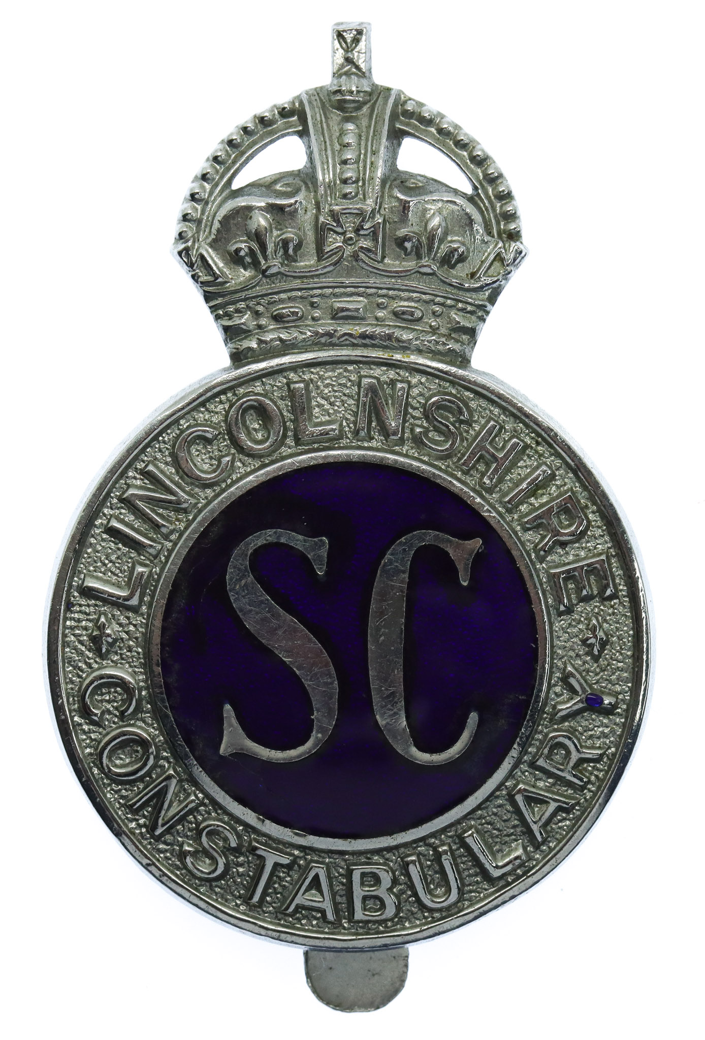 Lincolnshire Special Constabulary Enamelled Cap Badge - King's Crown