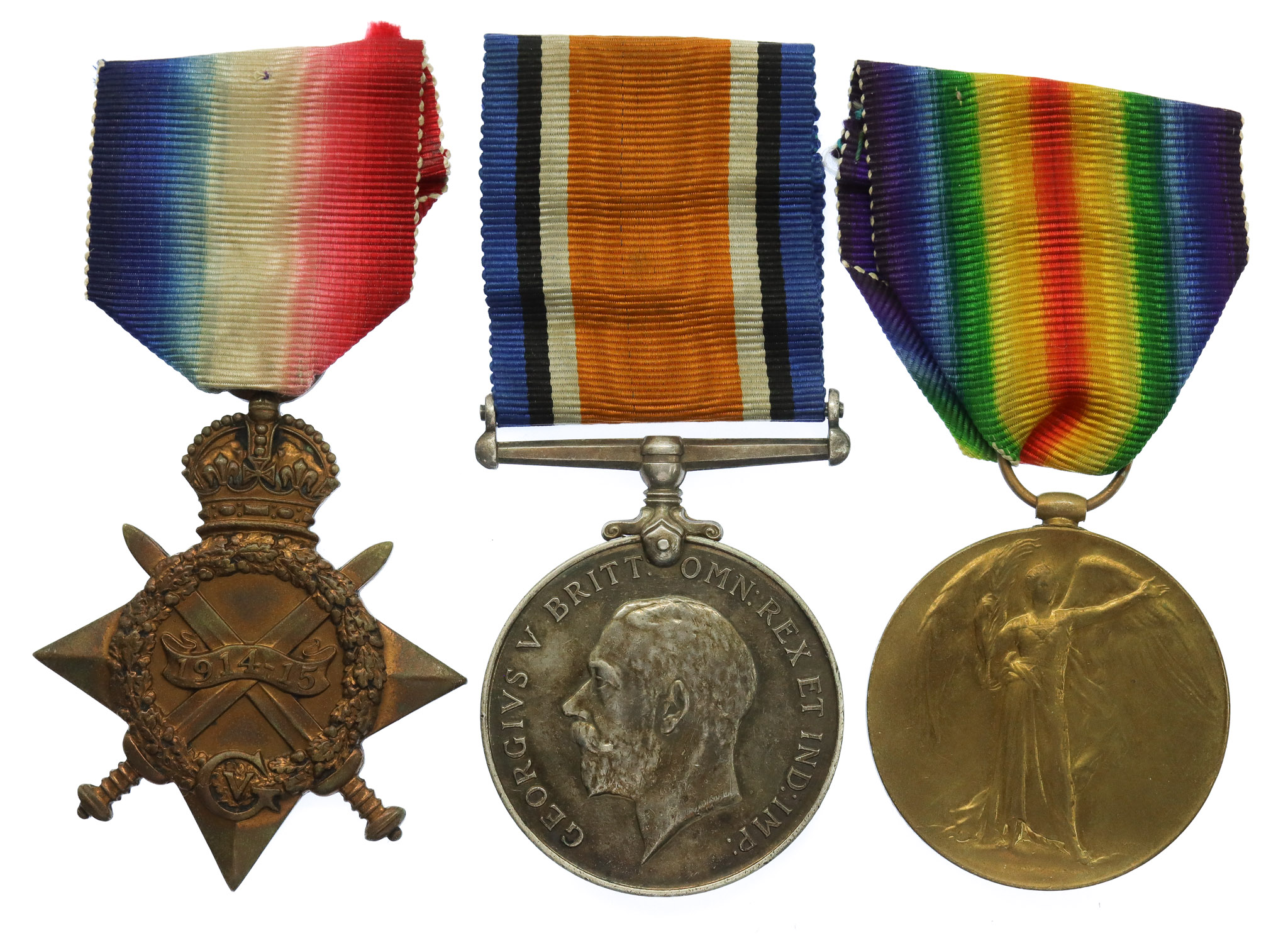 WW1 1914-15 Star Medal Trio - Pte. E. Abbott, Northumberland Fusiliers