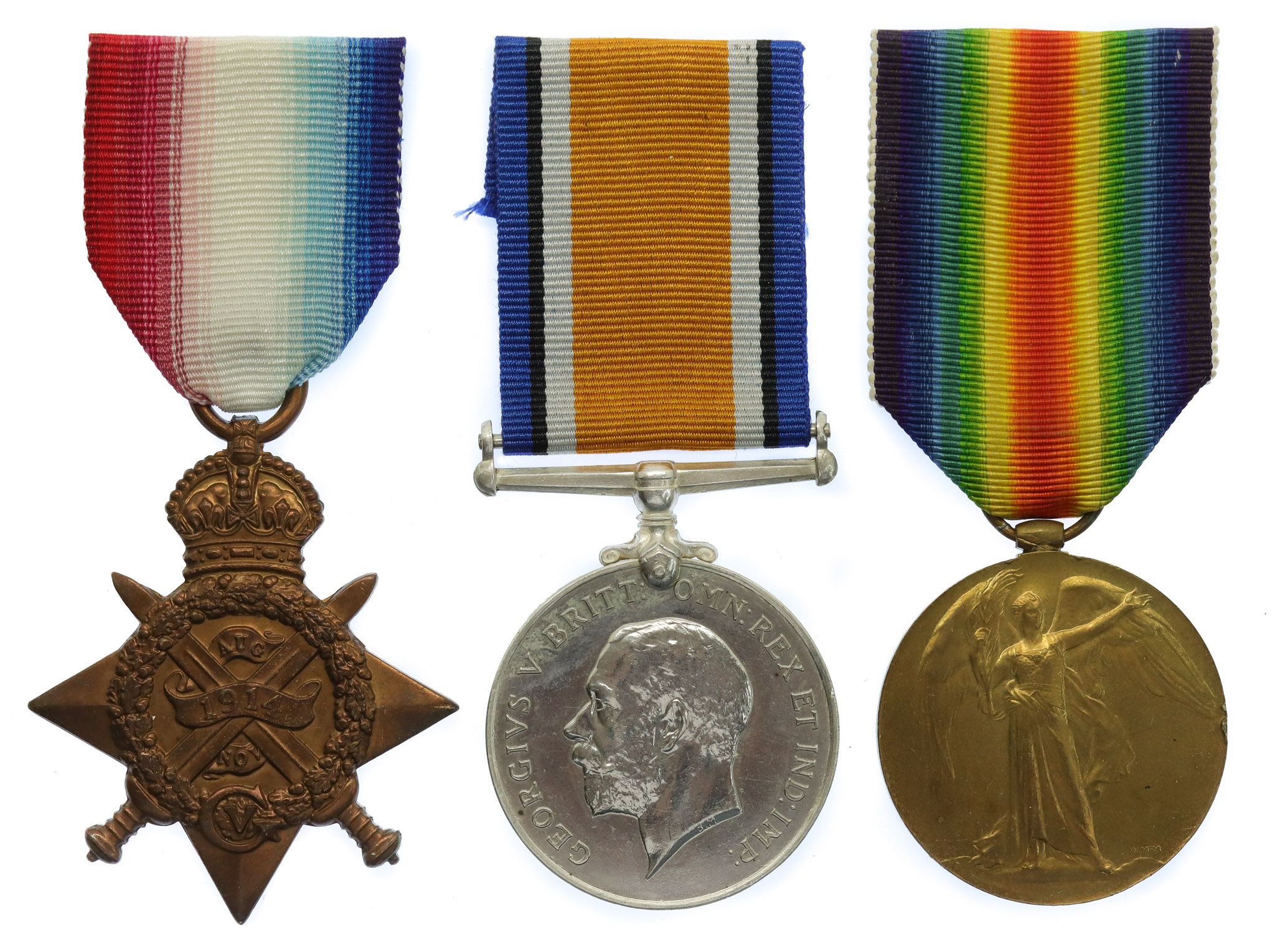 WW1 1914 Mons Star Medal Trio - Pte. W.J. Roach, 2nd Bn. Devonshire Regiment - Died of Wounds 16/5/15