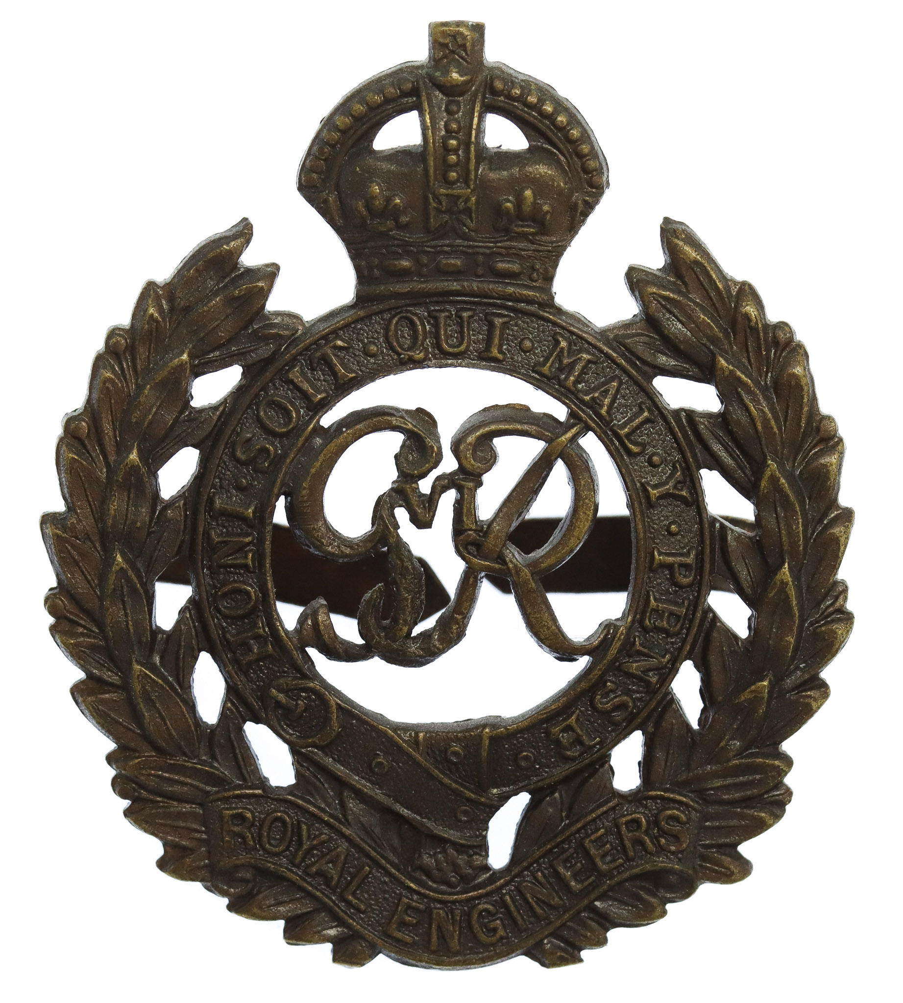 George VI Royal Engineers Officer's Service Dress Cap Badge
