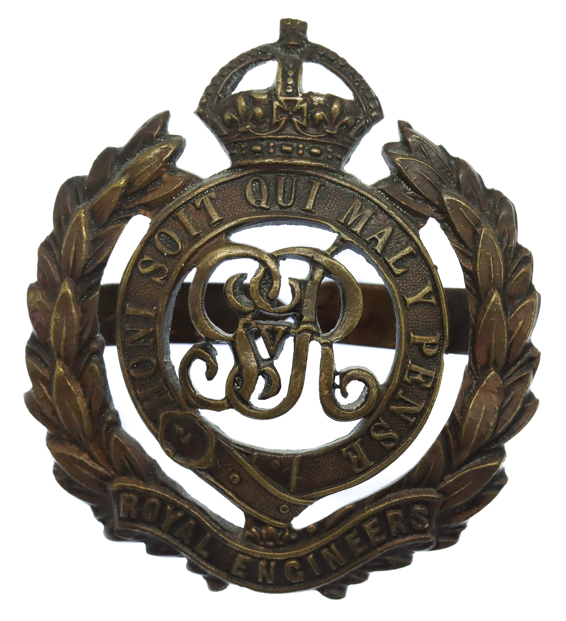 George V Royal Engineers Officer's Service Dress Cap Badge
