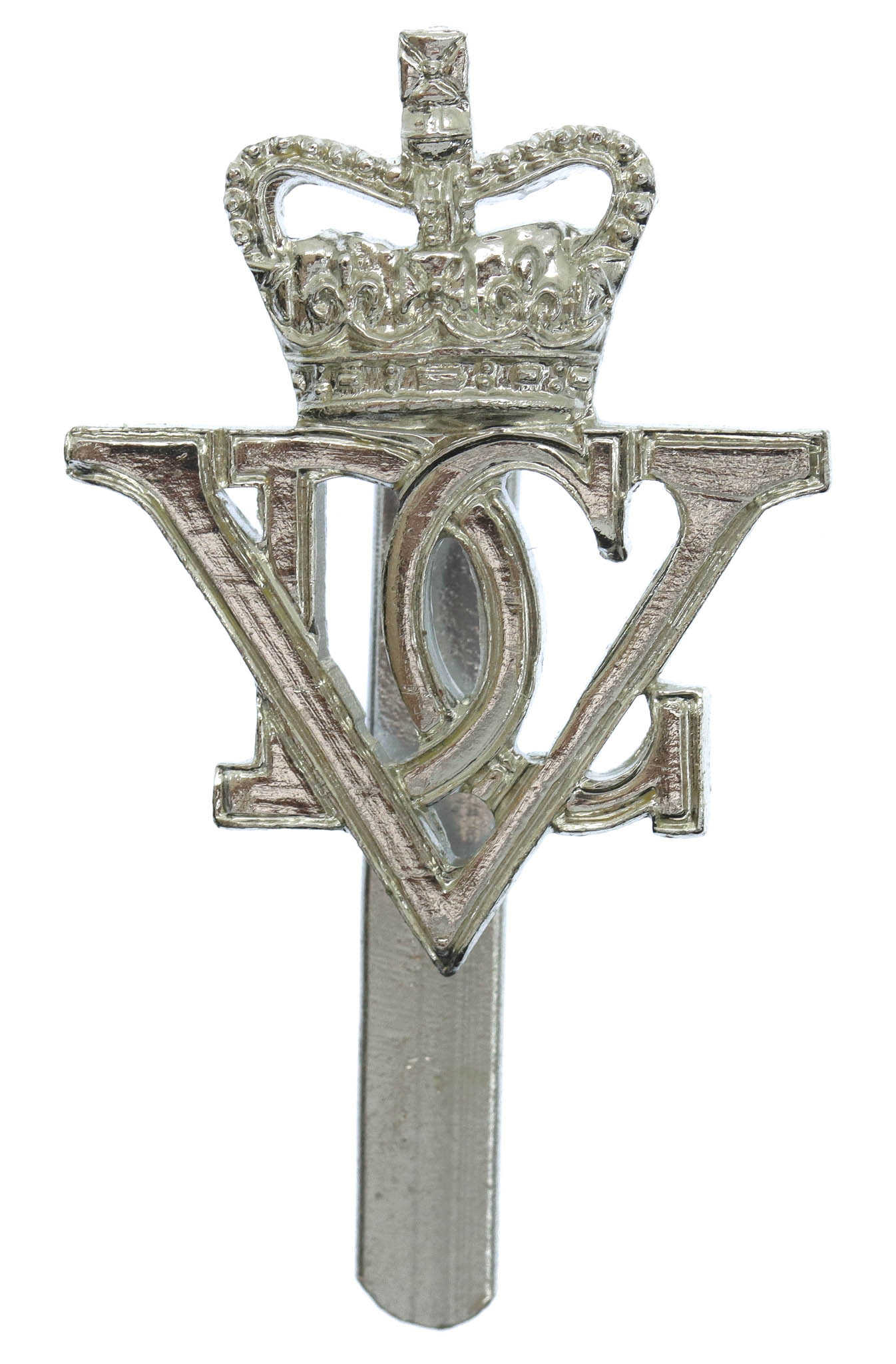5th Dragoon Guards Anodised (Staybrite) Cap Badge - Queen's Crown