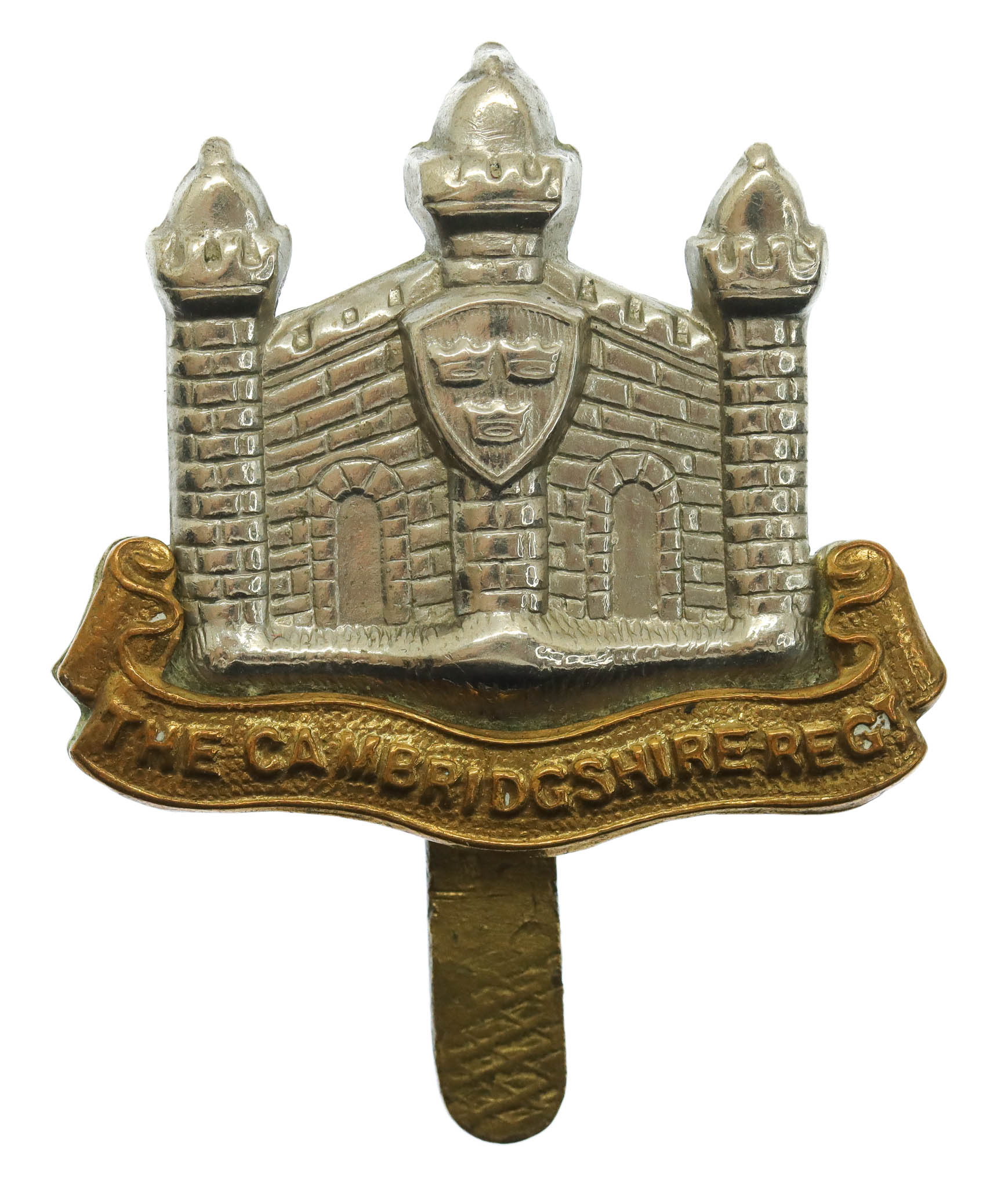 Cambridgshire Regiment (missing 'E' variety)  Cap Badge