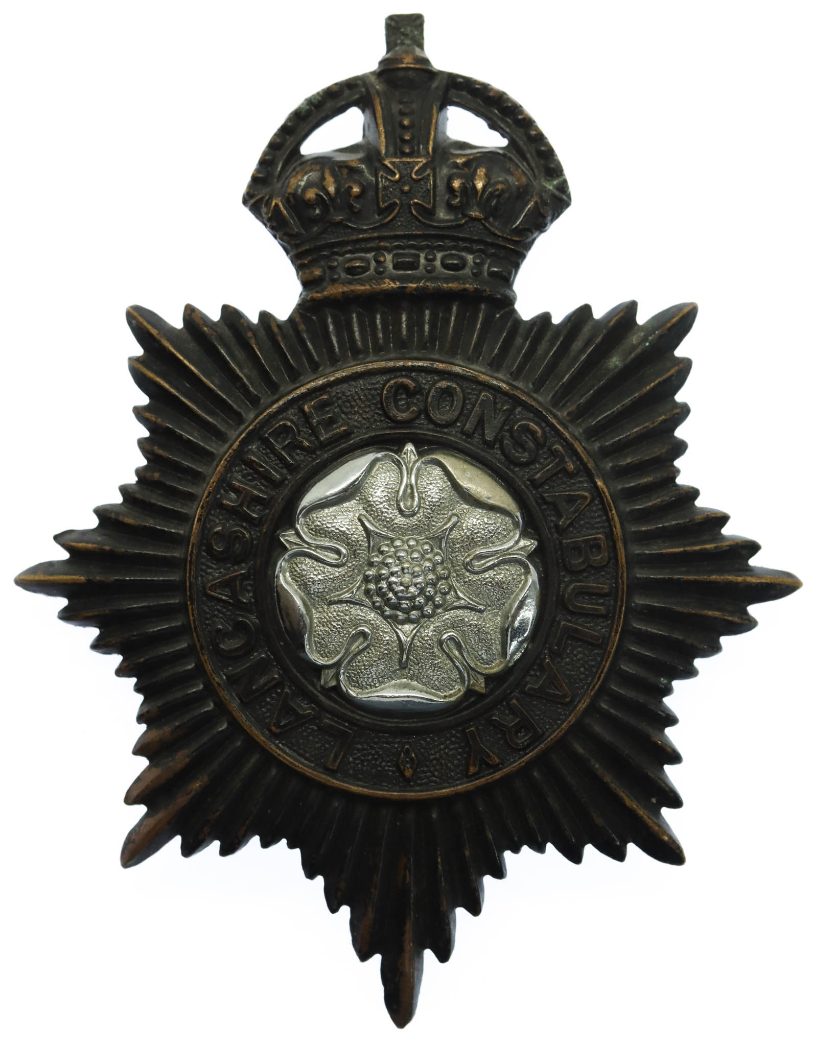 Lancashire Constabulary Night Helmet Plate - King's Crown