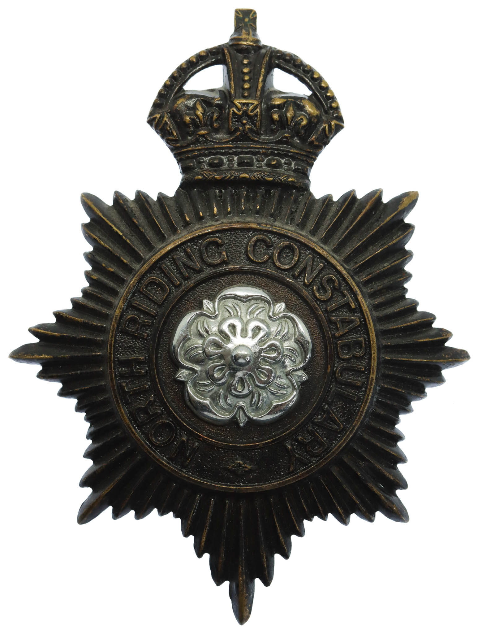 North Riding Constabulary Night Helmet Plate - King's Crown