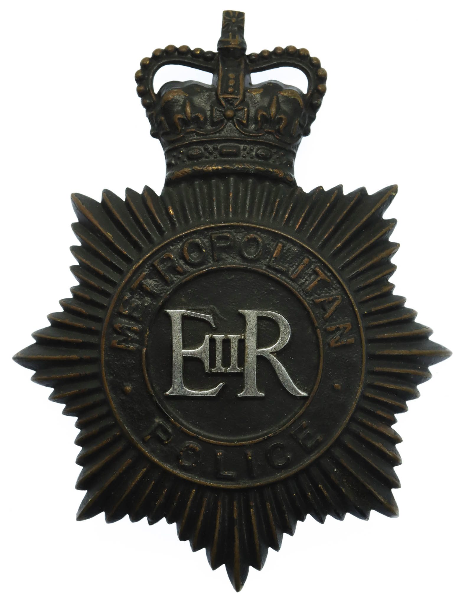 Metropolitan Police Night Helmet Plate - Queen's Crown