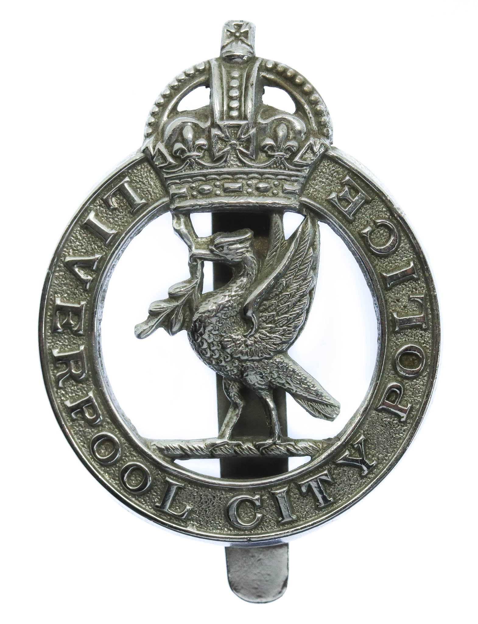 Liverpool City Police Chrome Cap Badge - King's Crown
