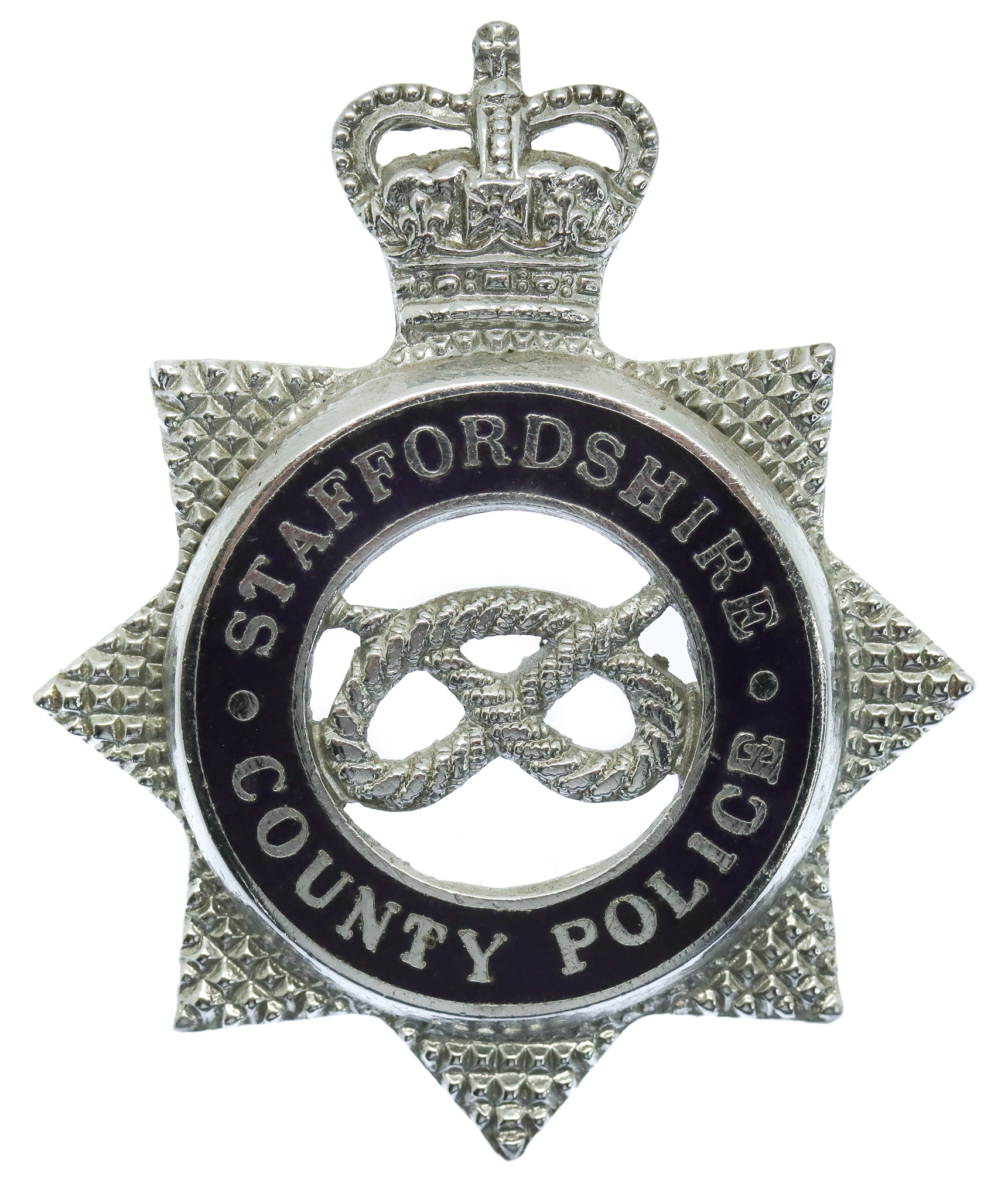 Staffordshire County Police Senior Officer's Enamelled Cap Badge - Queen's Crown