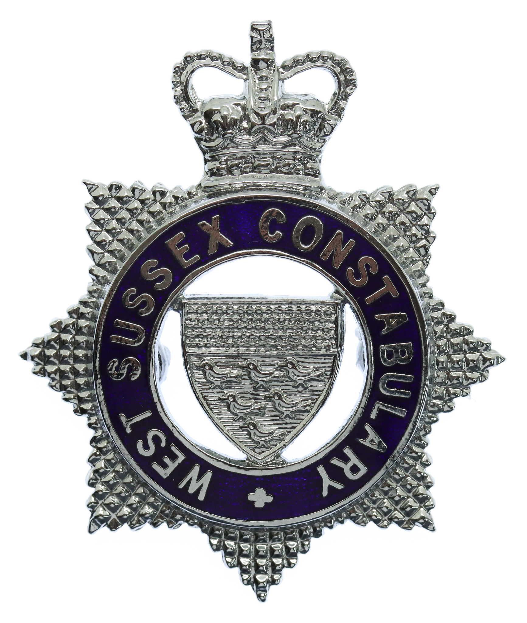 West Sussex Constabulary Senior Officer's Enamelled Cap Badge - Queen's Crown