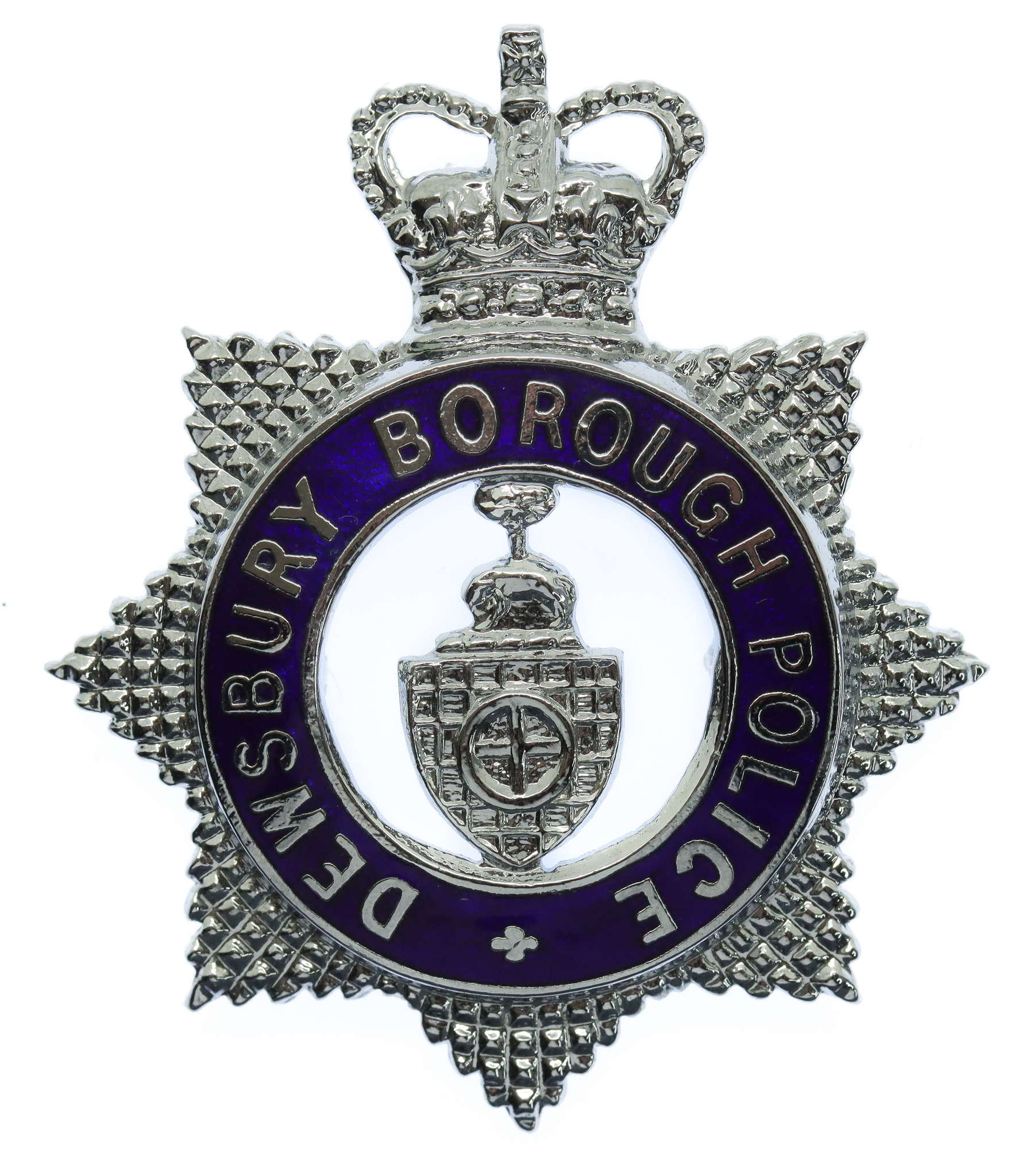 Dewsbury Borough Police Senior Officer's Enamelled Cap Badge - Queen's Crown