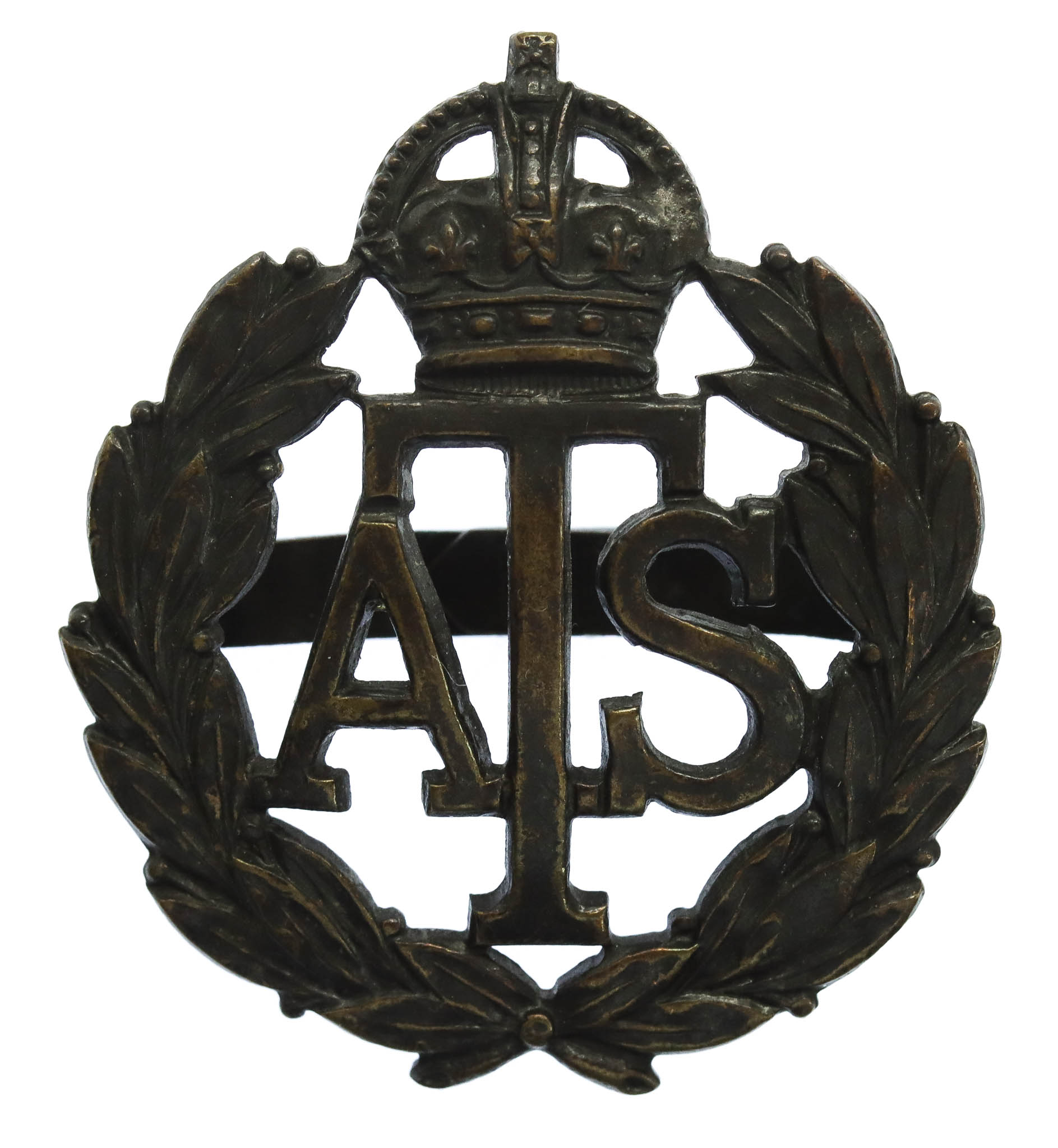 Auxiliary Territorial Service (A.T.S.) Officer's Service Dress Cap Badge - King's Crown