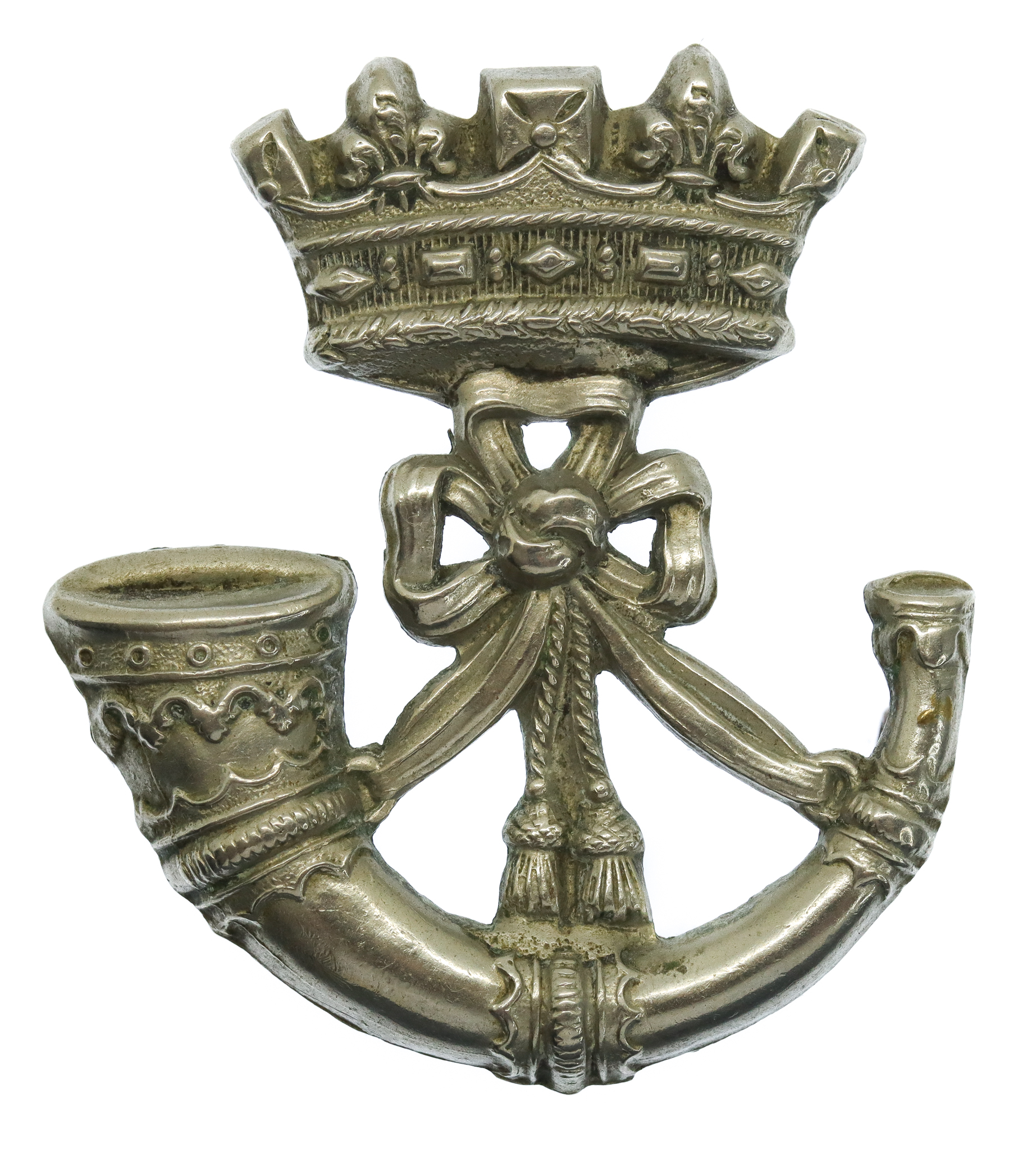 Victorian 2nd Volunteer Bn. Duke of Cornwall's Light Infantry White Metal Cap Badge (circa 1896-1900)