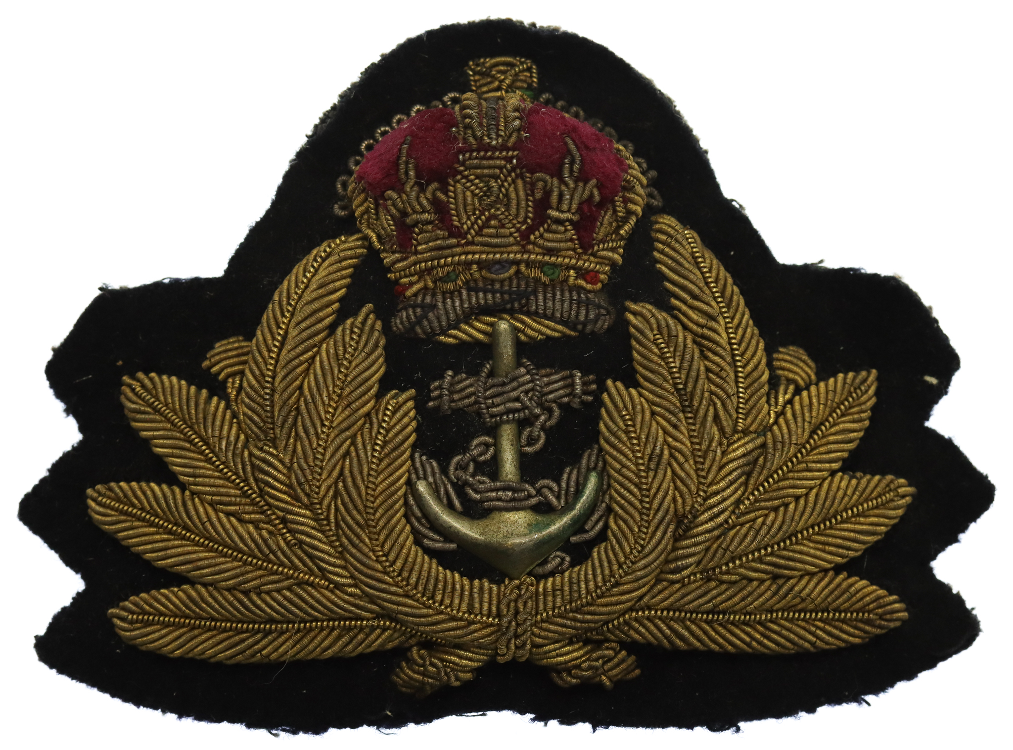 Royal Navy Officer's Bullion Cap Badge - King's Crown