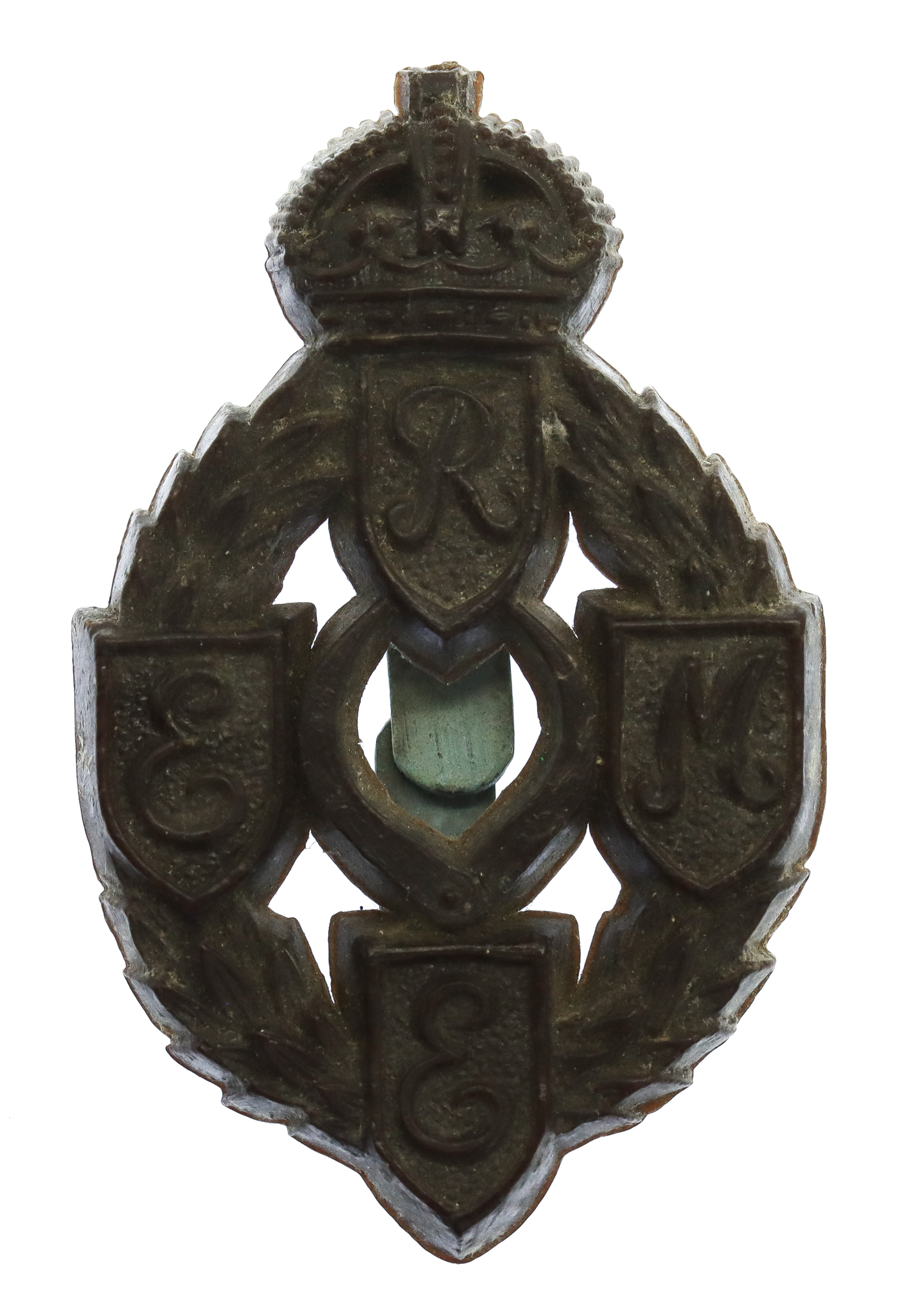 Royal Electrical & Mechanical Engineers (R.E.M.E.) WW2 Plastic Economy Cap Badge