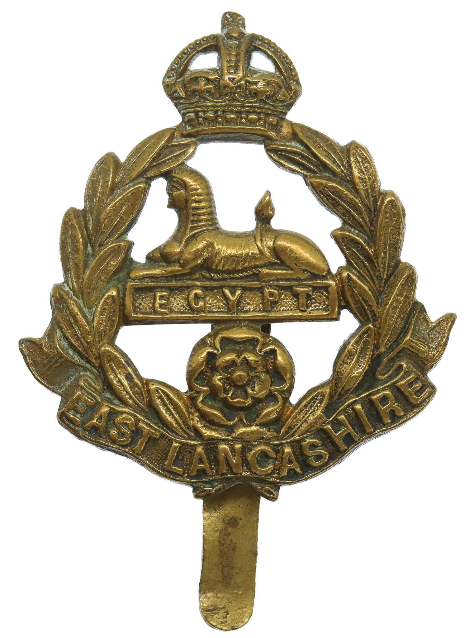 East Lancashire Regiment WW1 All Brass Economy Cap Badge