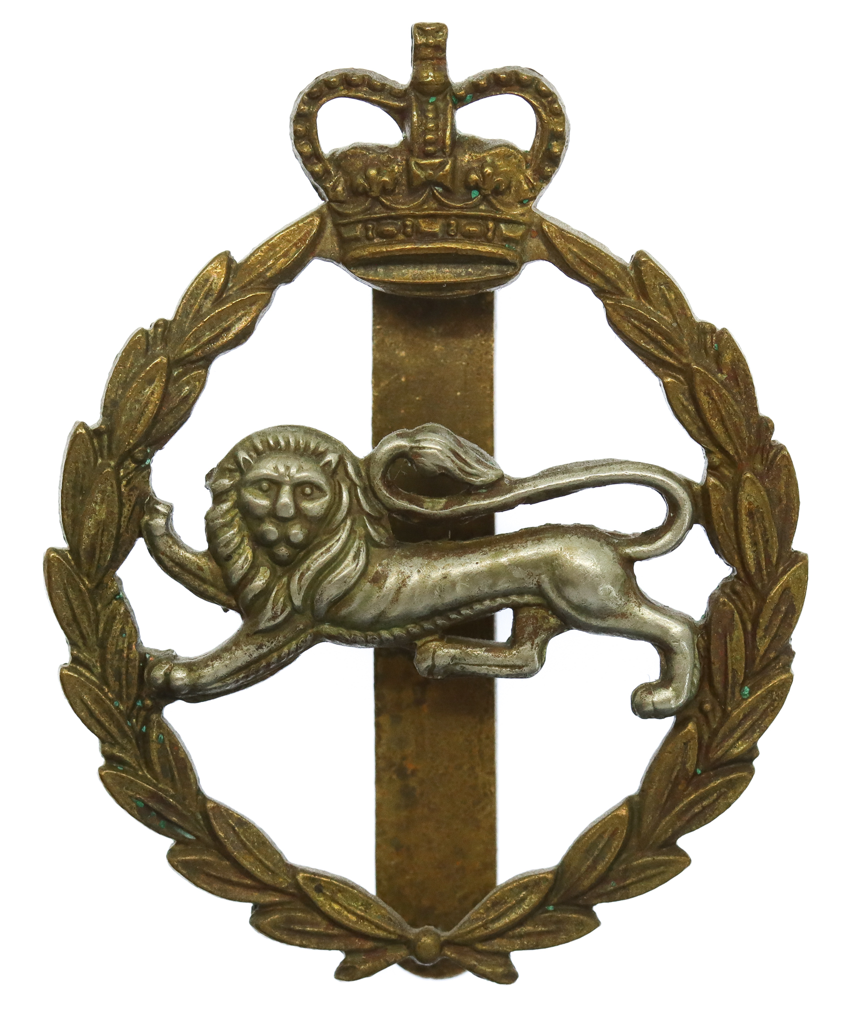King's Own Royal Border Regiment Bi-metal Cap Badge - Queen's Crown