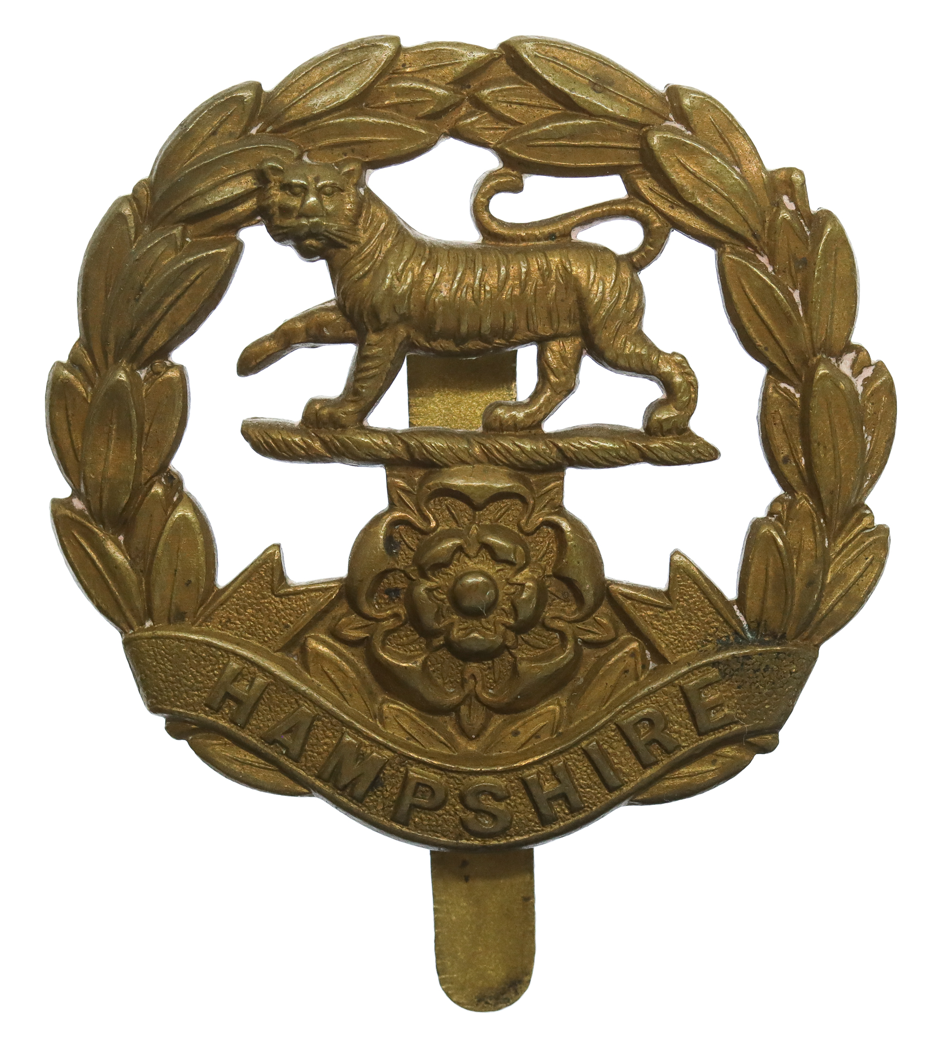 Hampshire Regiment WW1 All Brass Economy Cap Badge