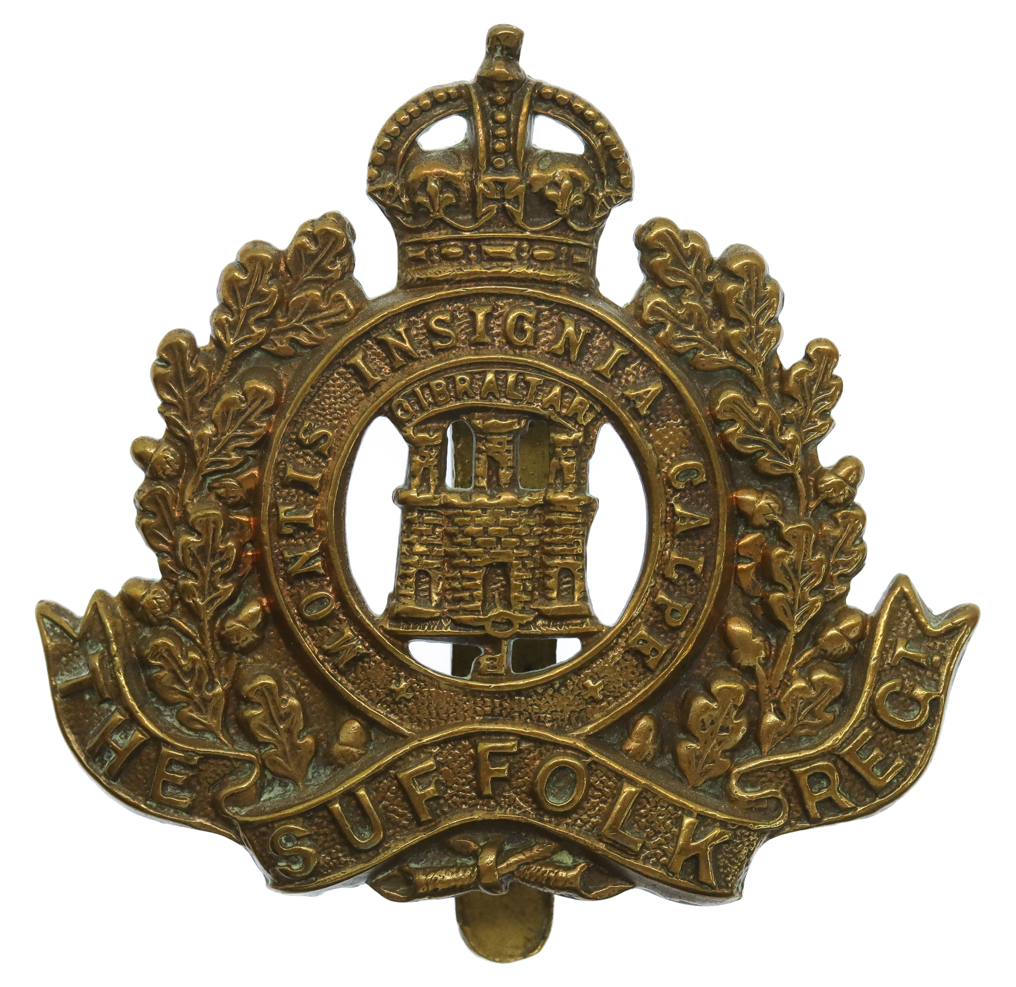 Suffolk Regiment WW1 All Brass Economy Cap Badge