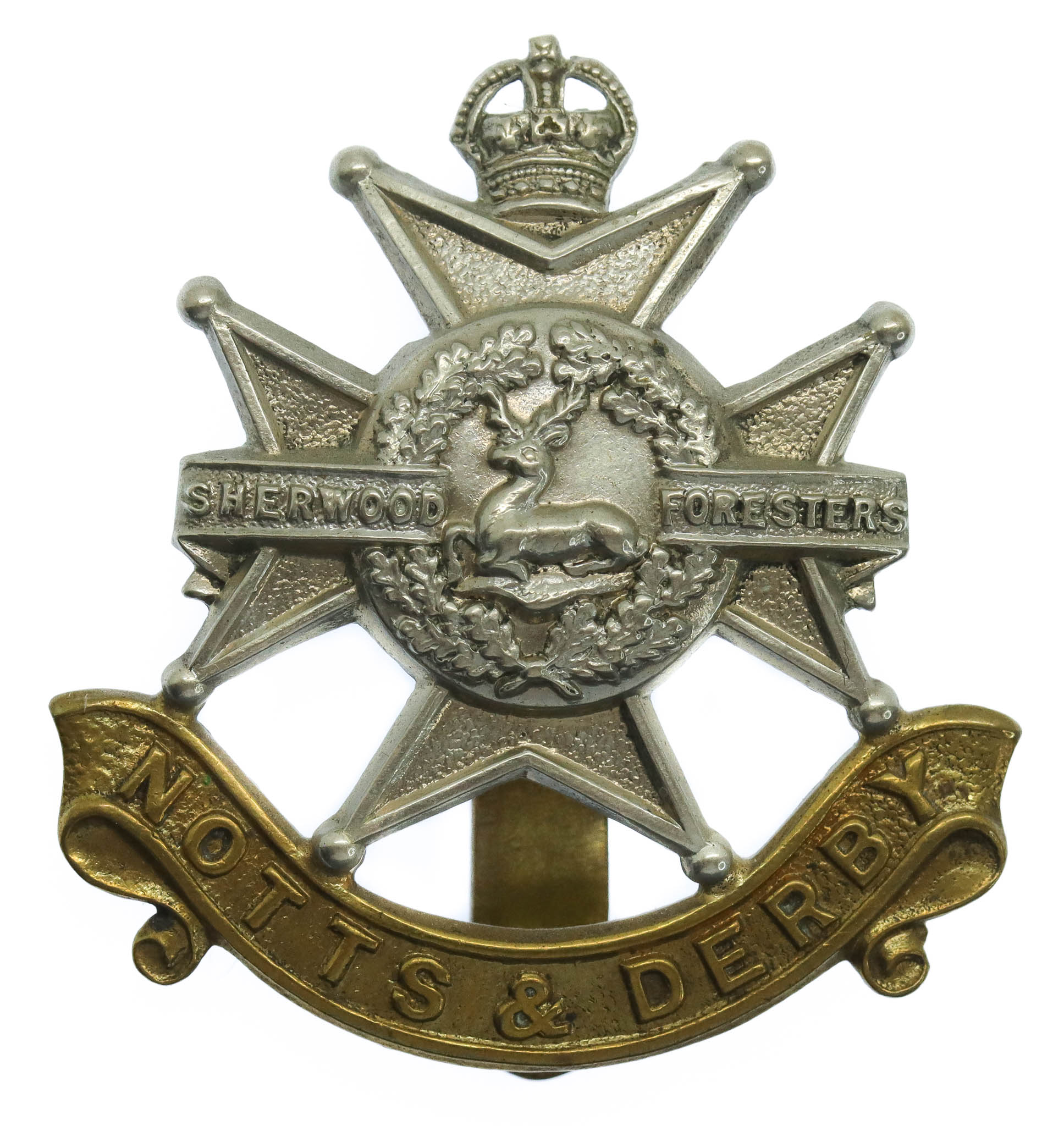 Notts & Derby Regiment (Sherwood Foresters) Cap Badge - King's Crown