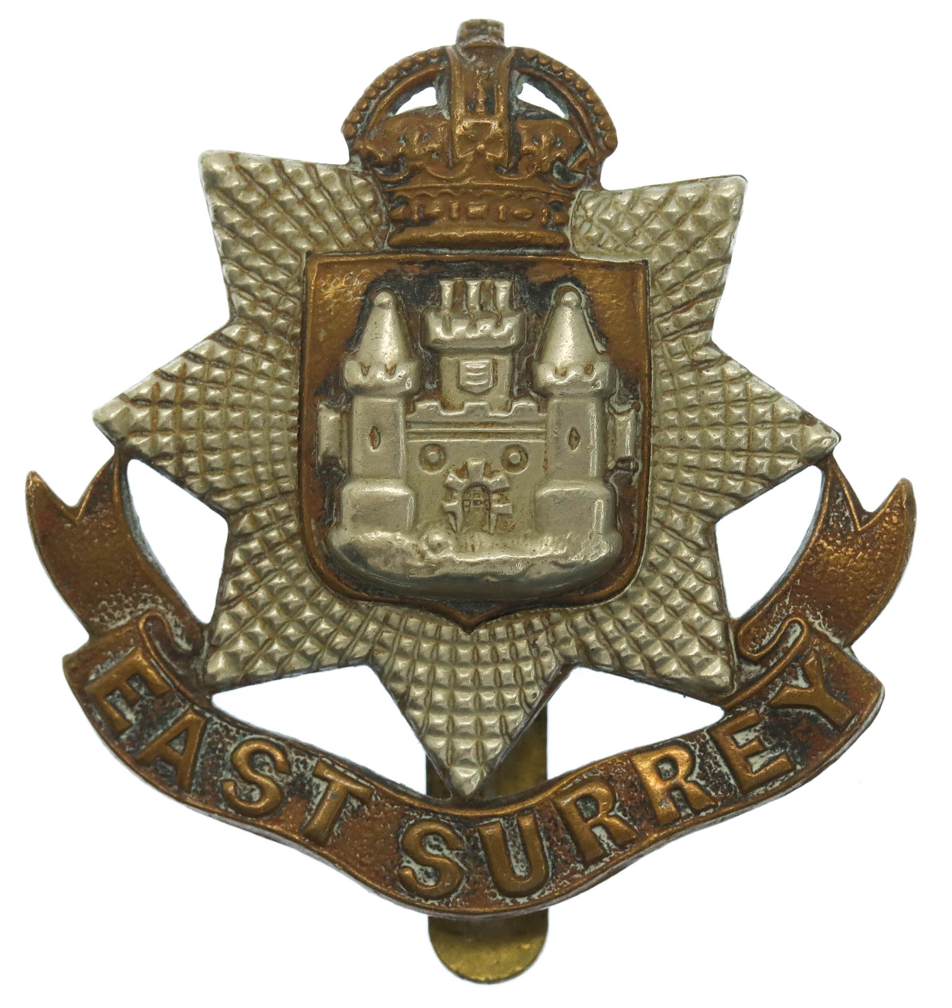East Surrey Regiment Cap Badge - King's Crown
