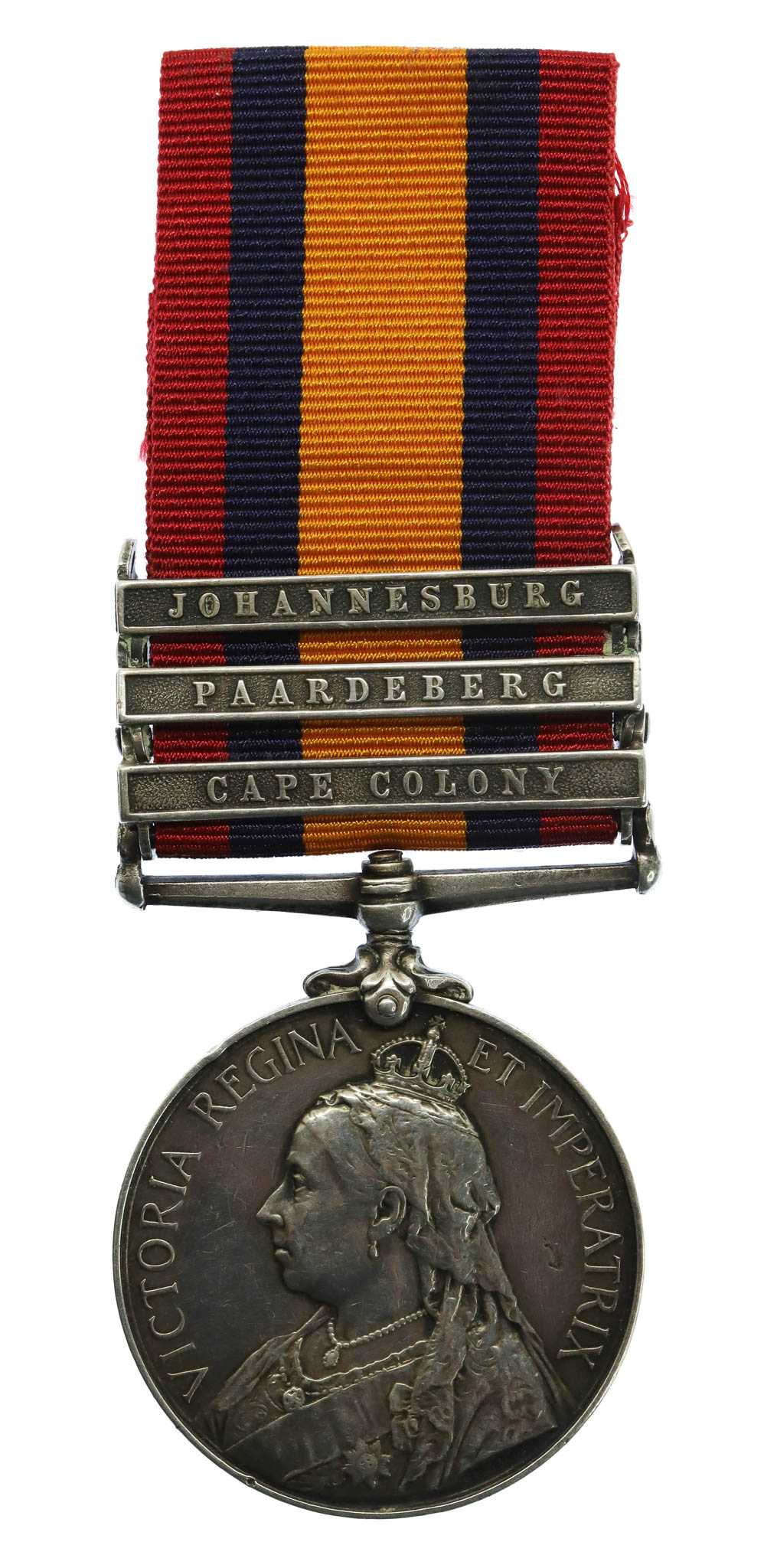 Queen's South Africa Medal (3 Clasps - Cape Colony, Paardeberg, Johannesburg) - Pte. C.W. Leak, 2nd Bn. Lincolnshire Regiment - Prisoner of War, Nitrals Nek 11/7/1900