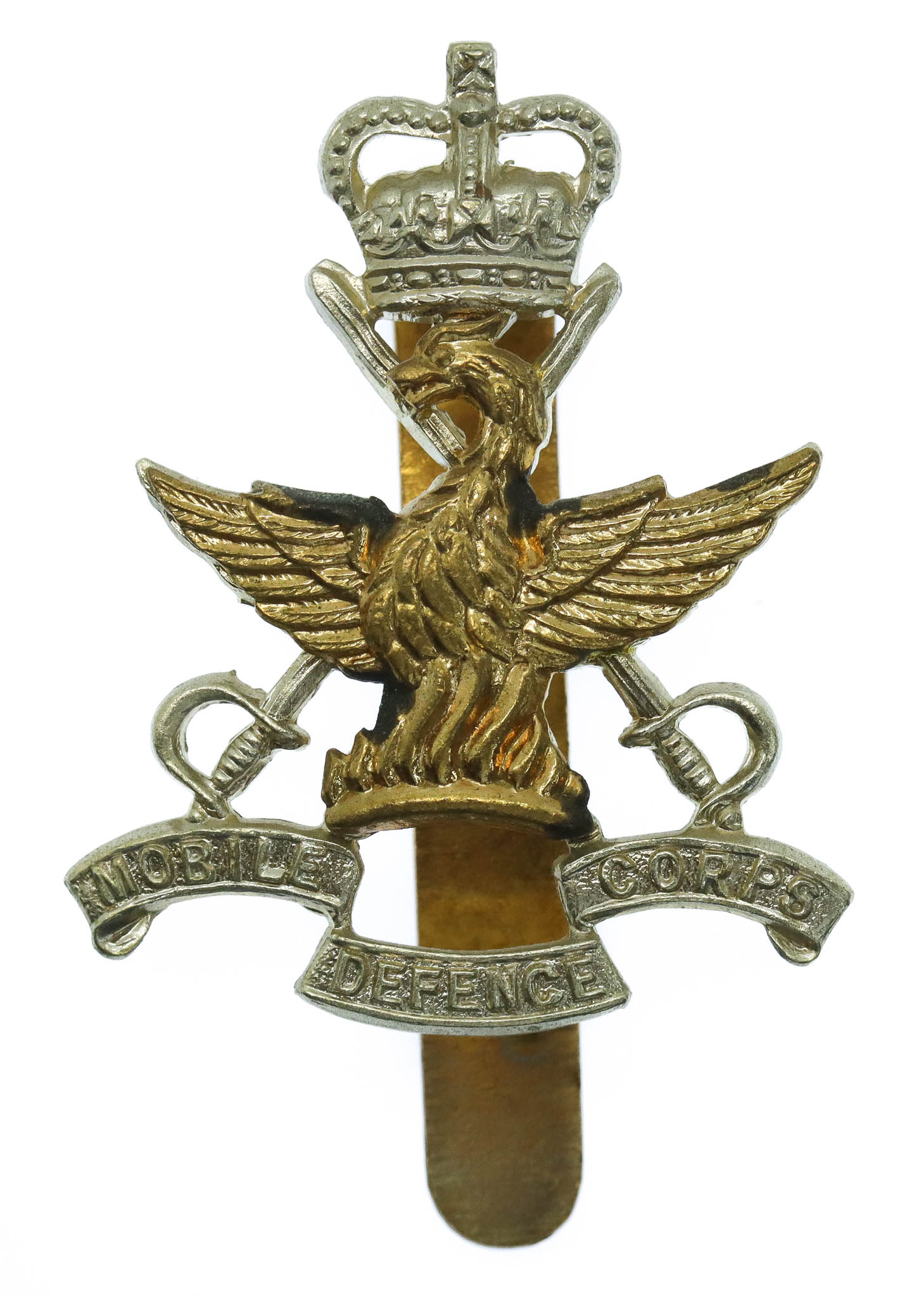Mobile Defence Corps Bi-metal Cap Badge - Queen's Crown