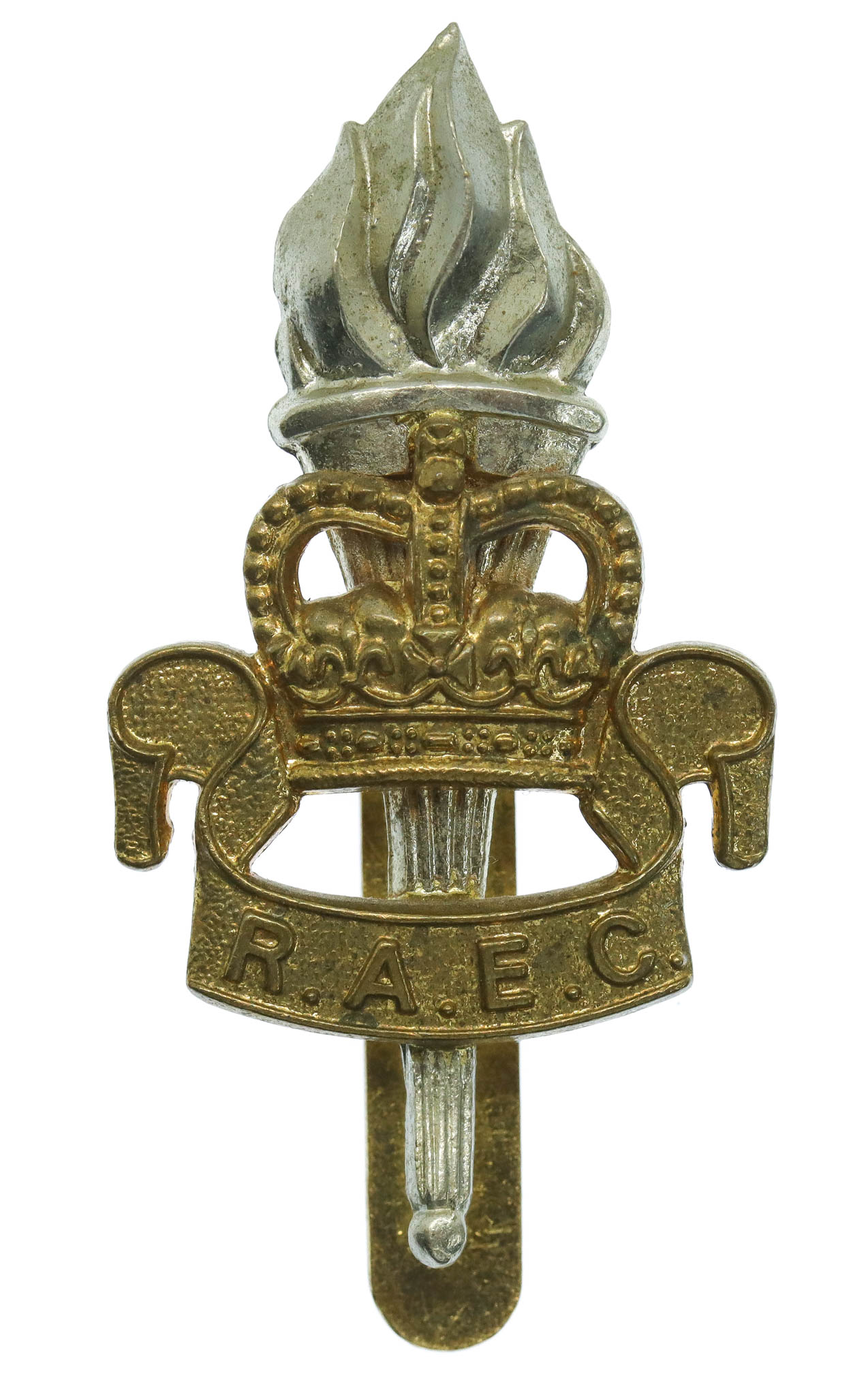Royal Army Educational Corps (R.A.E.C.) Bi-metal Cap Badge - Queen's Crown