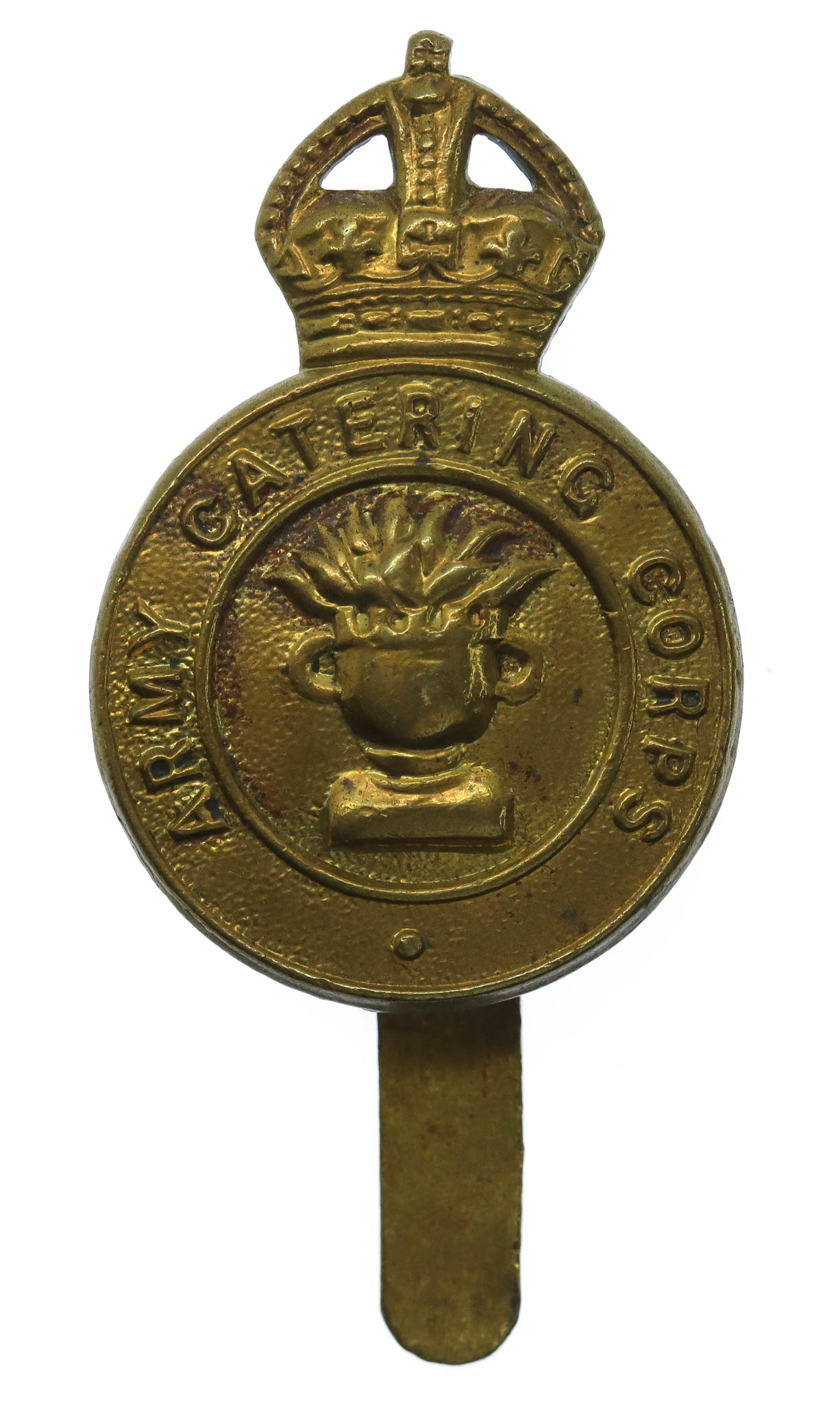 Army Catering Corps Brass Cap Badge - King's Crown