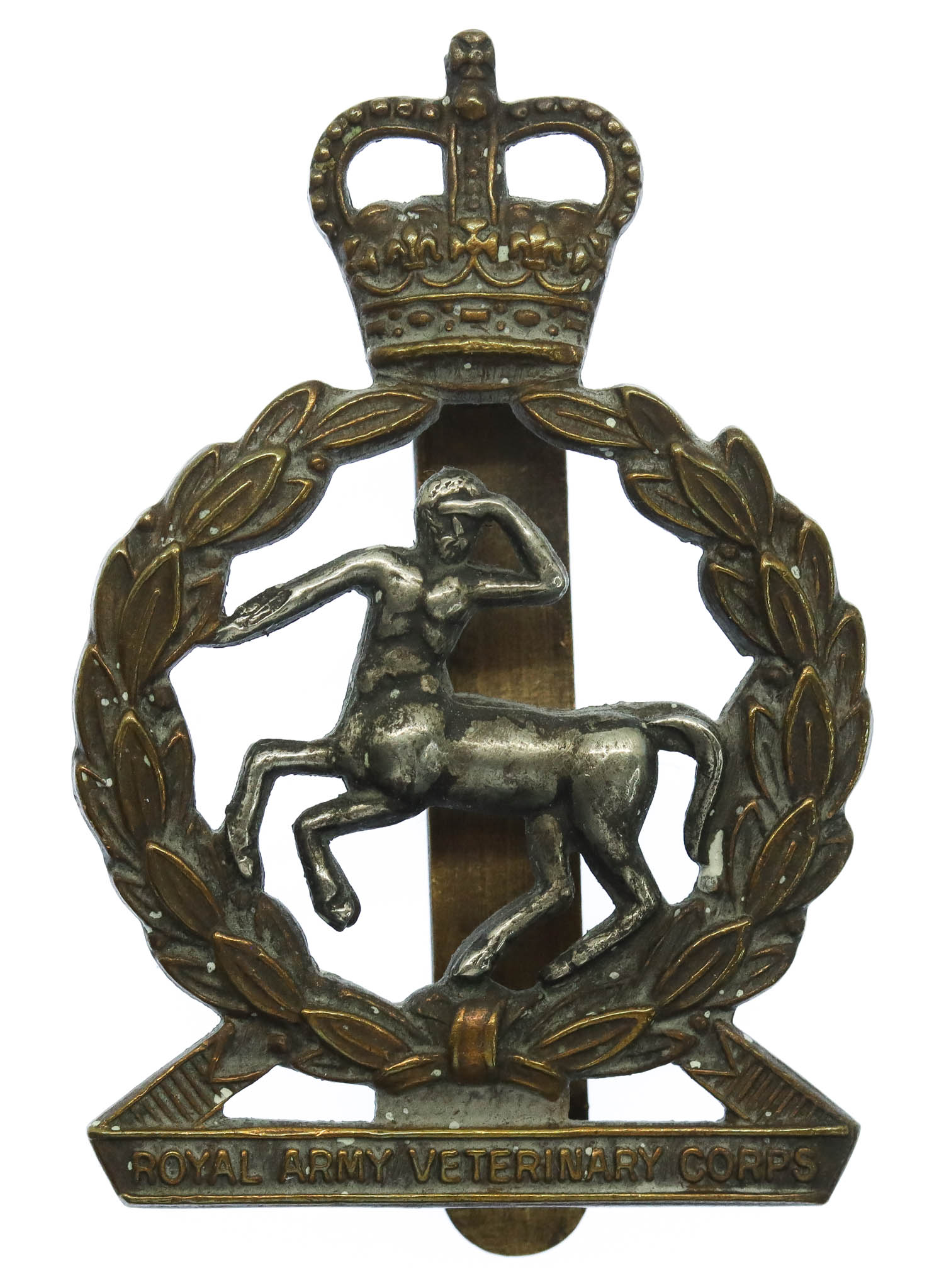 Royal Army Veterinary Corps (R.A.V.C.) Bi-Metal Cap Badge - Queen's Crown